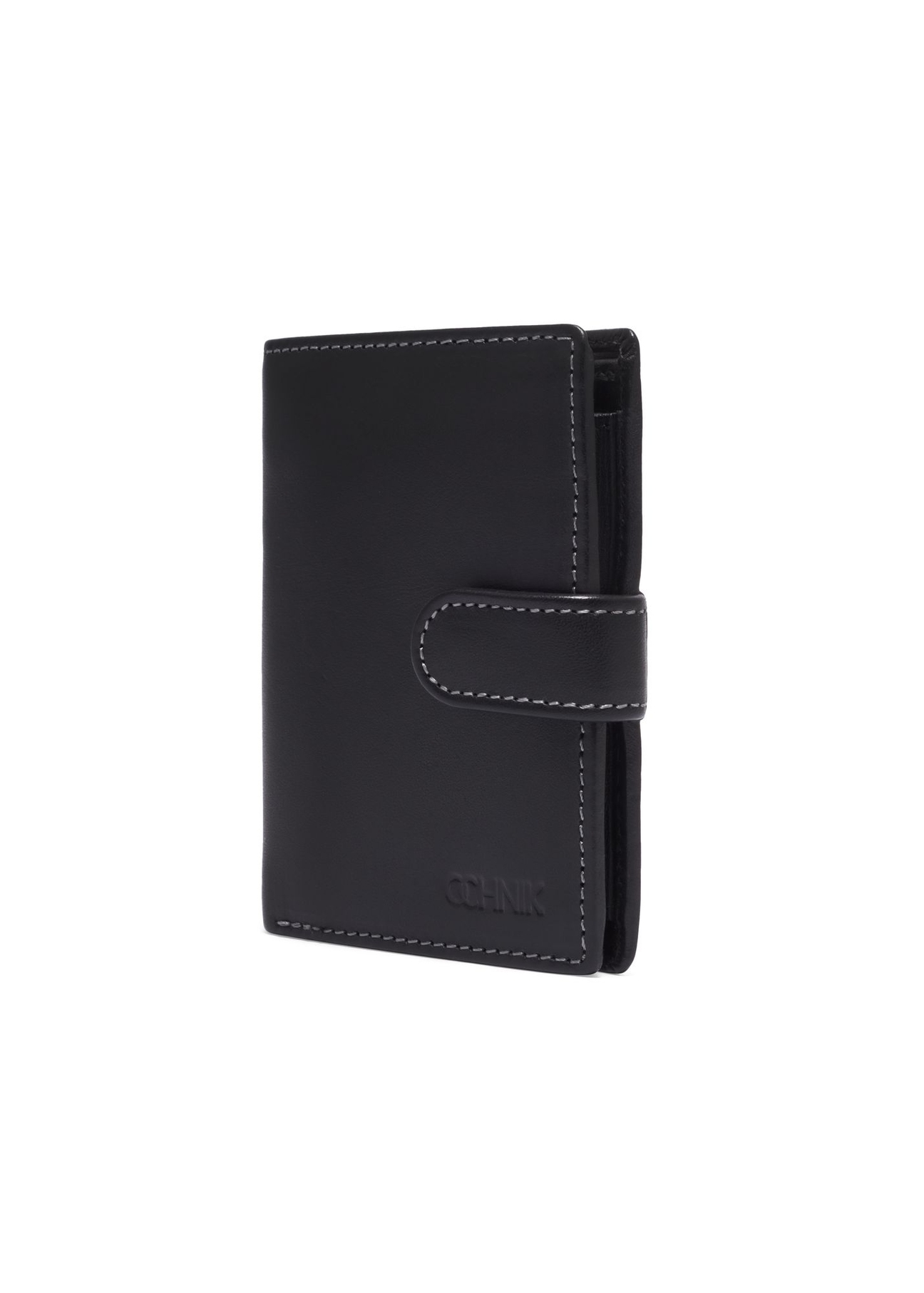 Black men's leather wallet PORMS-0704-99(Z26) - diagonal product view, on a white background.