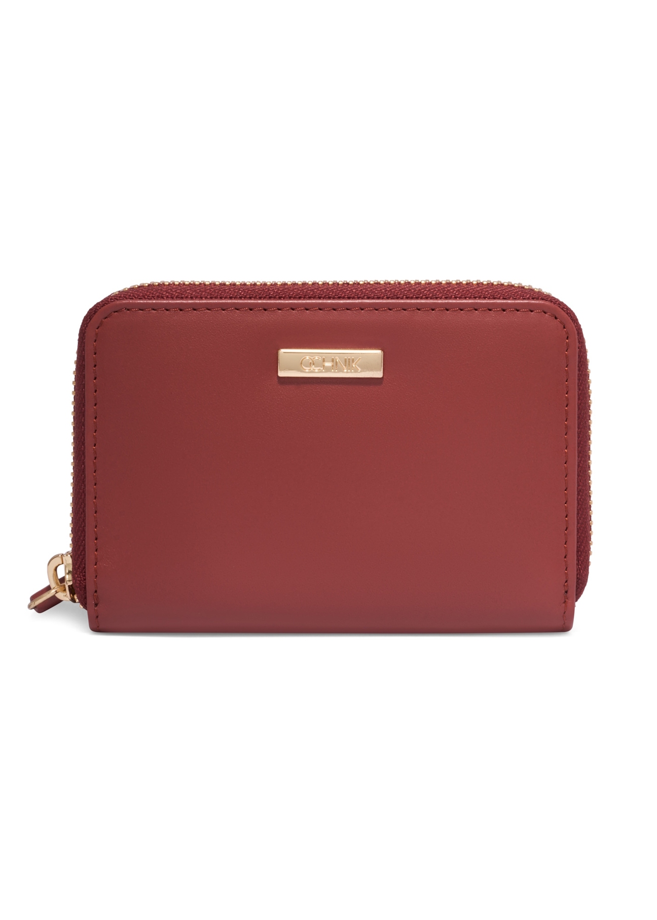 Red medium leather women's wallet PORES-1023-3D(Z26), front product view on white background.