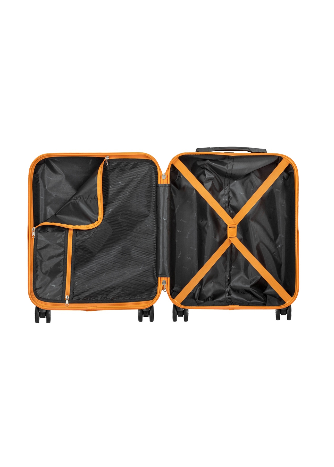 Small suitcase on wheels WALAB-0040-3A-19(W26), product view inside on white background.