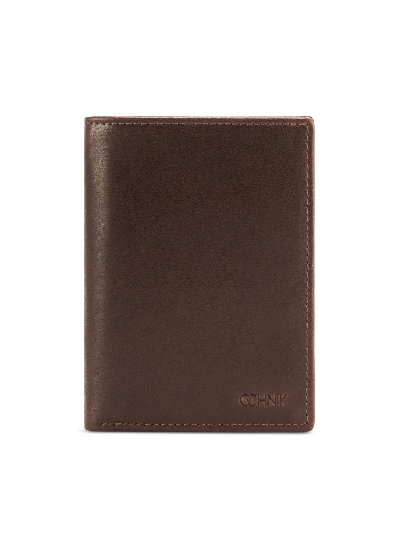 Men's brown leather wallet PORMS-0672-89(Z25), front view of the product on a white background.