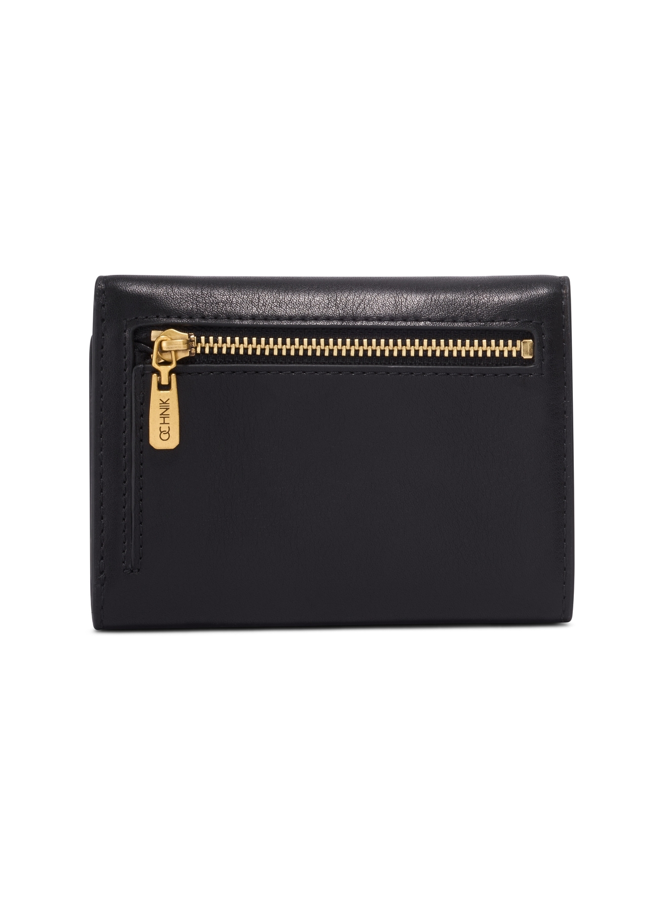 Black leather women's wallet PORES-0996-99(Z26), product view from the back on a white background.