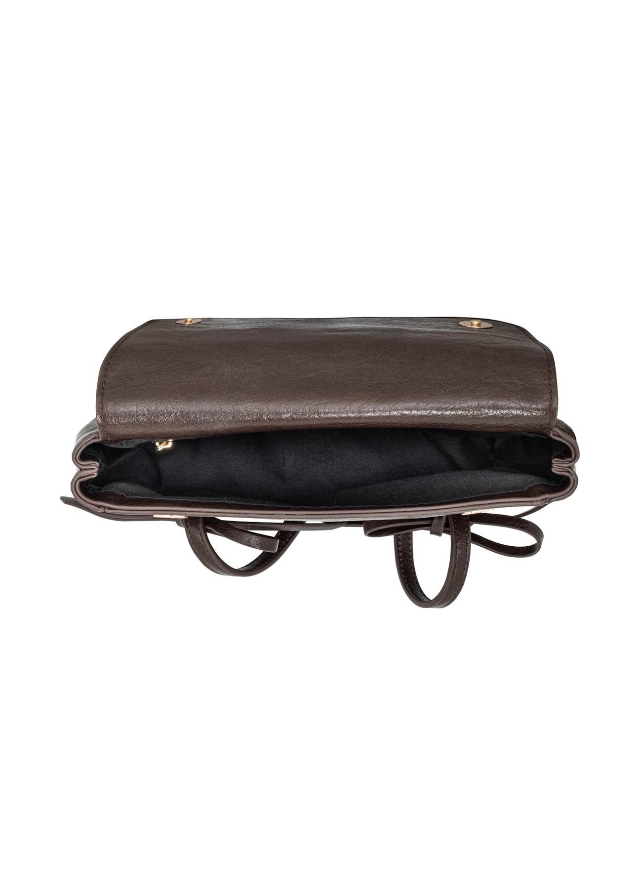 Small brown women's handbag with bows TOREC-1379-1H(Z26), product view inside on white background.