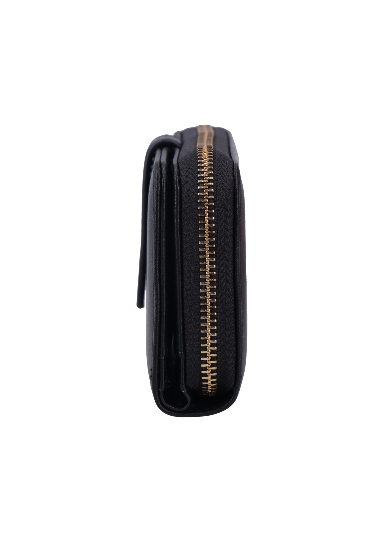Black large women's wallet POREC-0444-99(Z26), side view of the product on a white background.