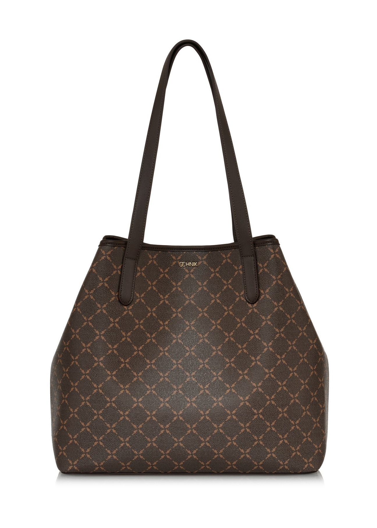 Women's brown shopper bag TOREC-0816A-89(Z25) - front view of the product on a white background.