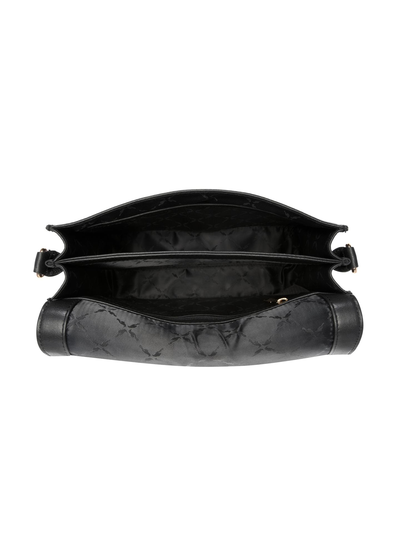 Women's black leather messenger bag TORES-1316-99(Z26) - product view from above, on a white background.