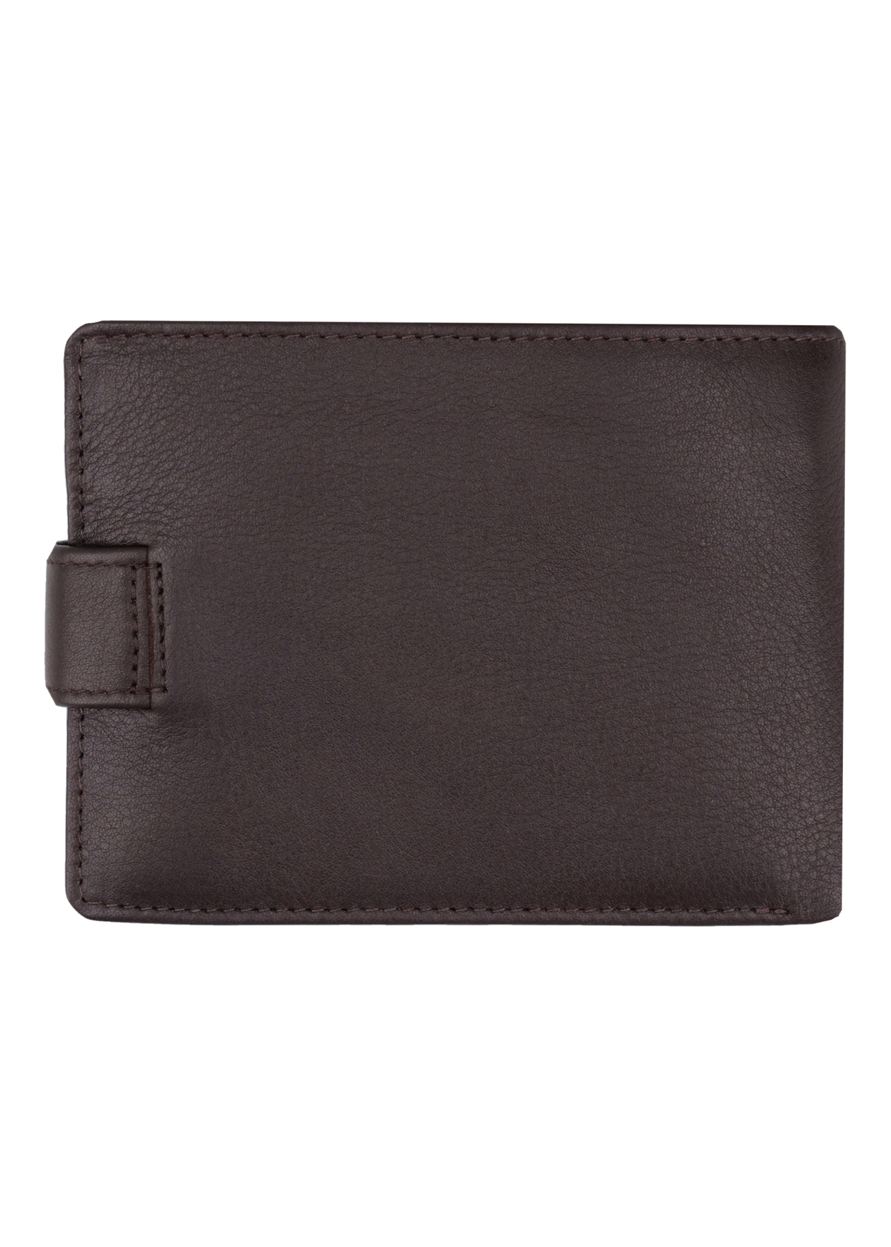 Brown leather men's wallet PORMS-0709-1H(Z26) - product view from the back, on a white background.