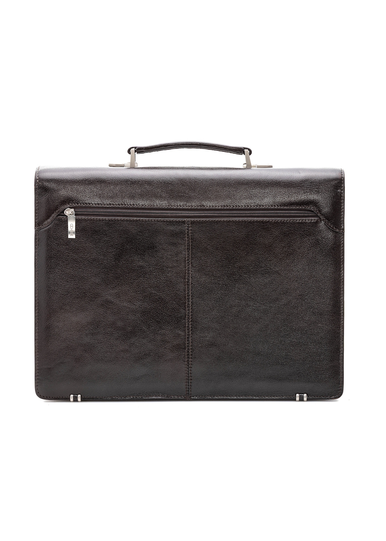 Men's leather briefcase TORMS-0478-89(Z25), product view from the back on a white background.