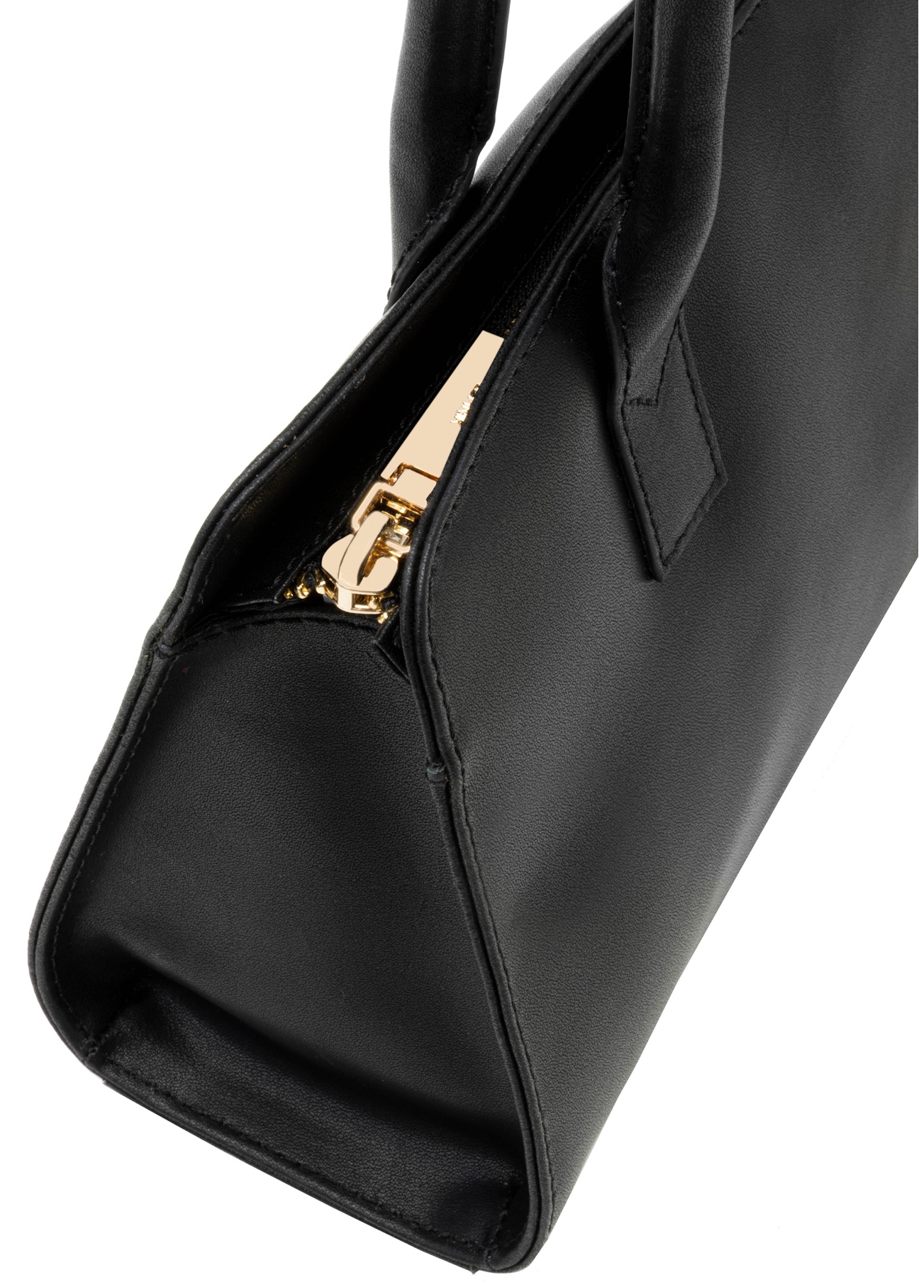 Black leather oblong women's handbag TORES-1259-99(W26), close-up of the product detail on a white background.