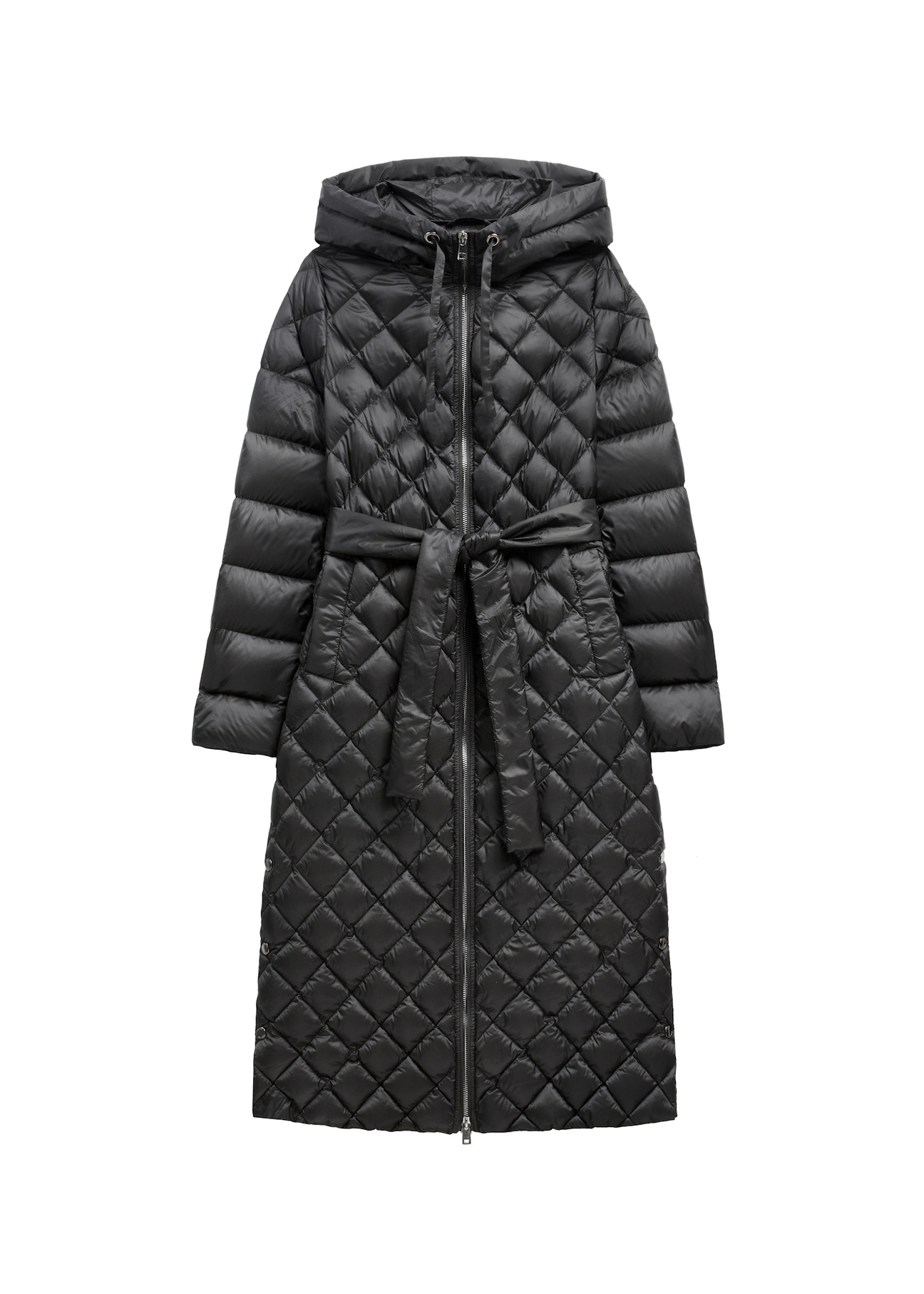 Black women's jacket with natural insulation KURDT-0691-99(Z26) - front product view, on a white background.