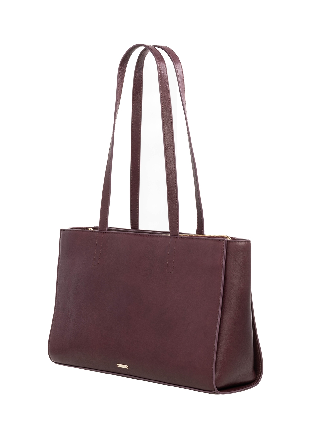Burgundy leather women's laptop bag TORES-1343-4D(Z26), diagonal product view on white background.