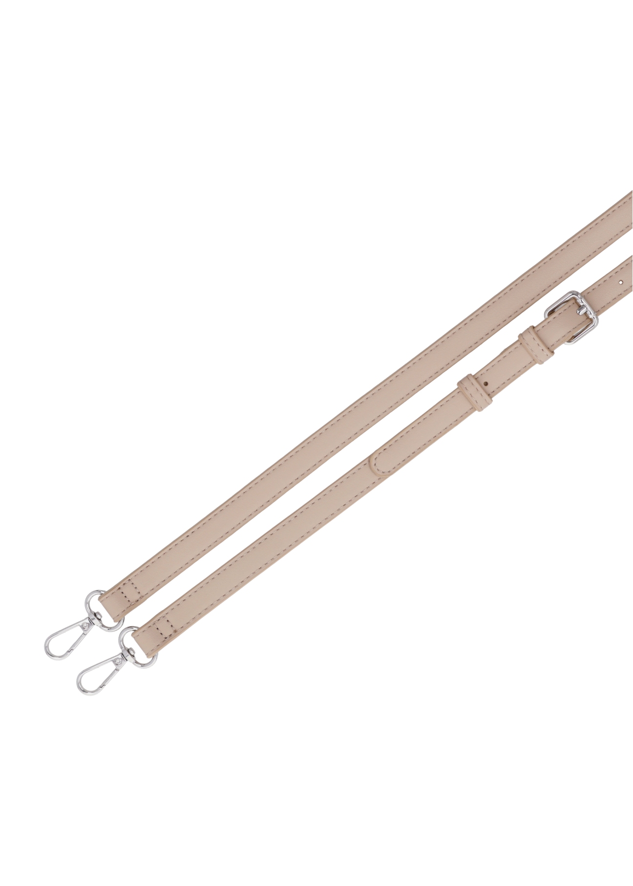 Small women's handbag made of ecru imitation leather TOREC-1324-0B(Z26), view of the detachable strap of the product on a white background.