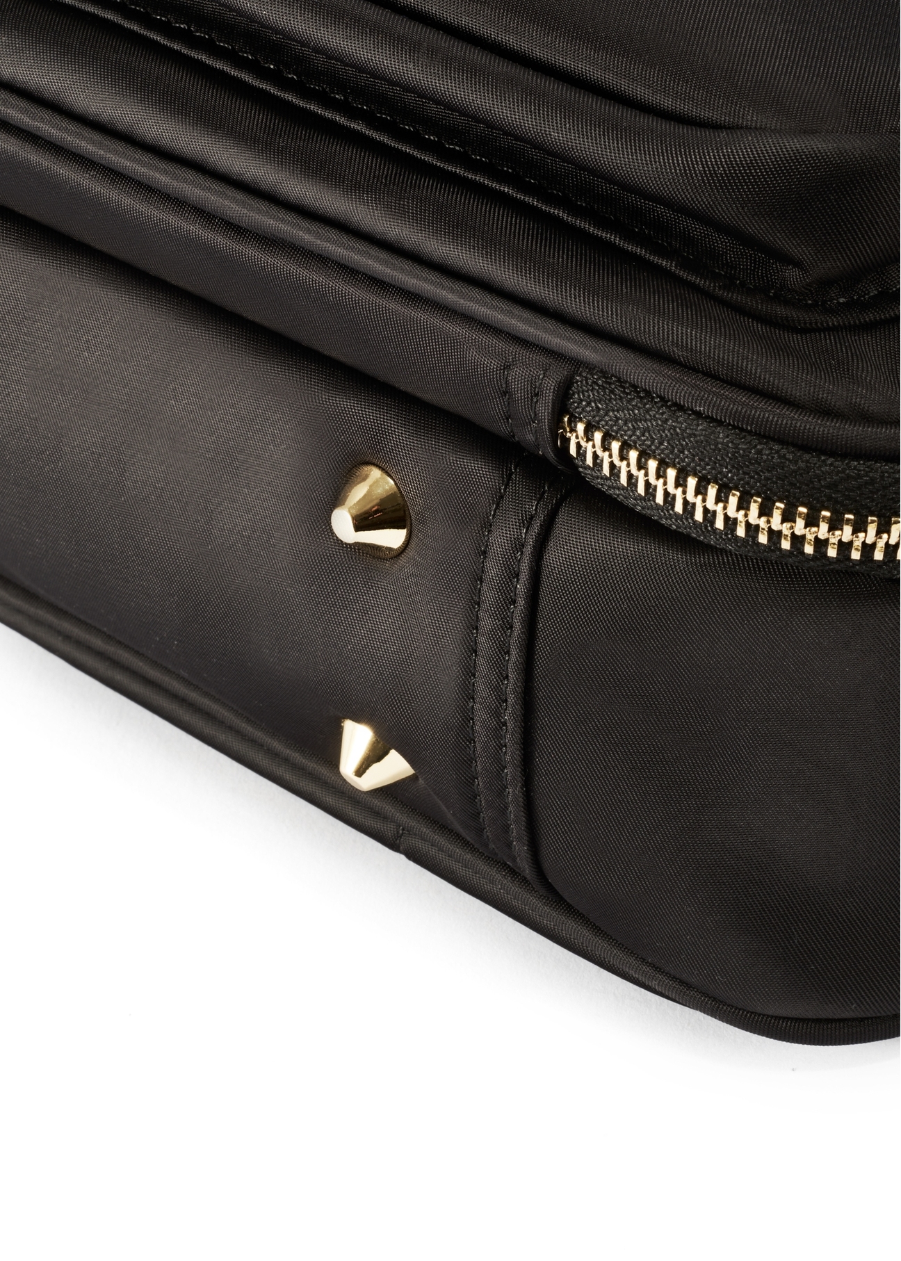 Black spacious women's laptop bag TOREN-0320-99(Z25), close-up of the product detail, view on a white background.