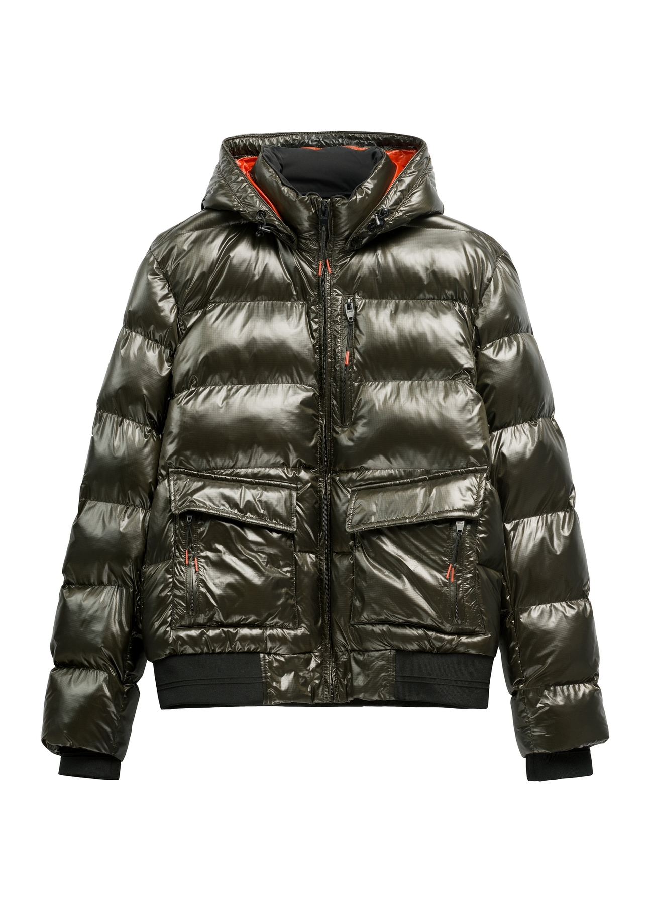 Men's green nylon jacket KURMT-0448-8B(Z26), front product view on white background.