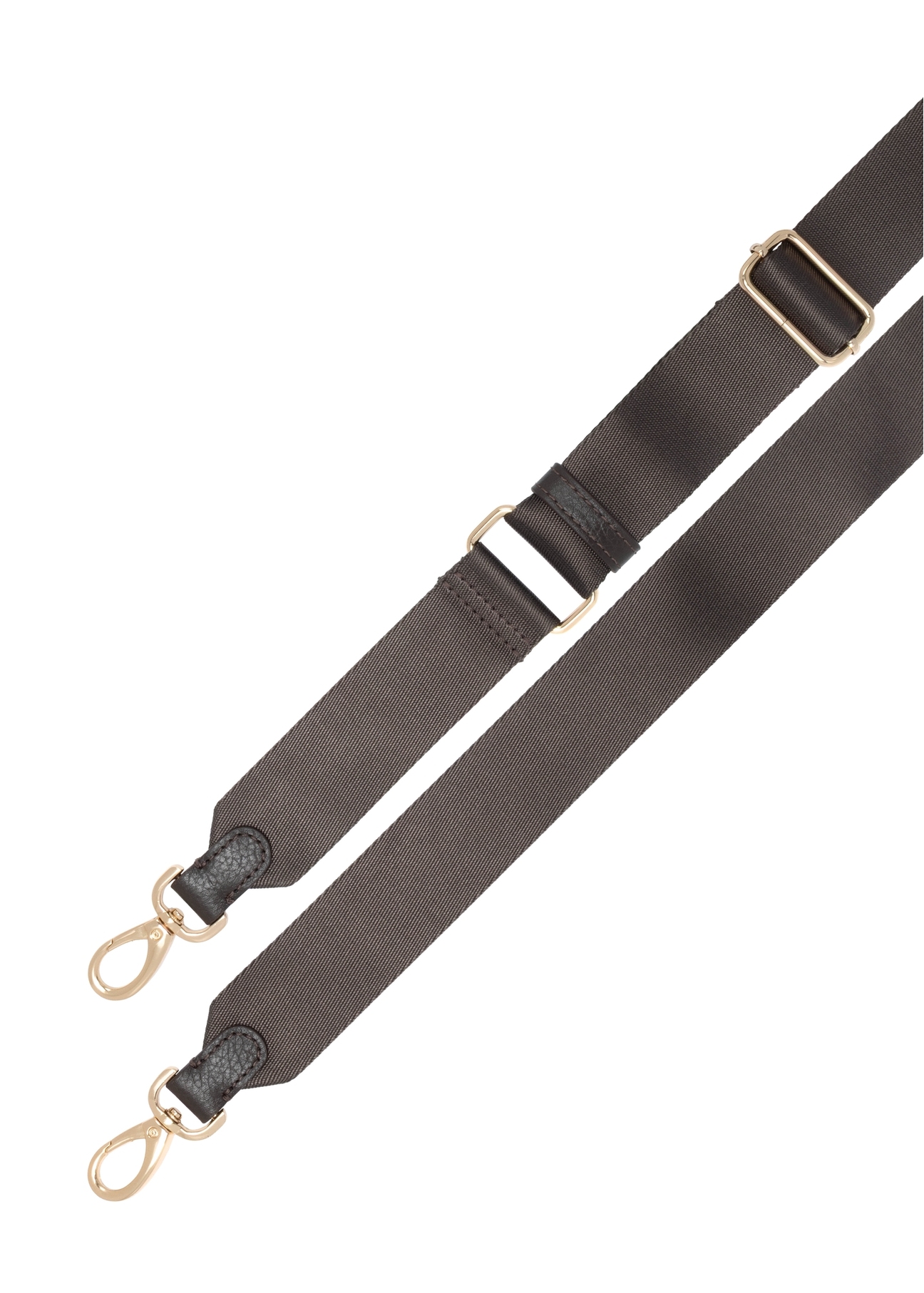 Black leather shoulder bag TORES-1317-99(Z26), close-up view of the strap on a light background.