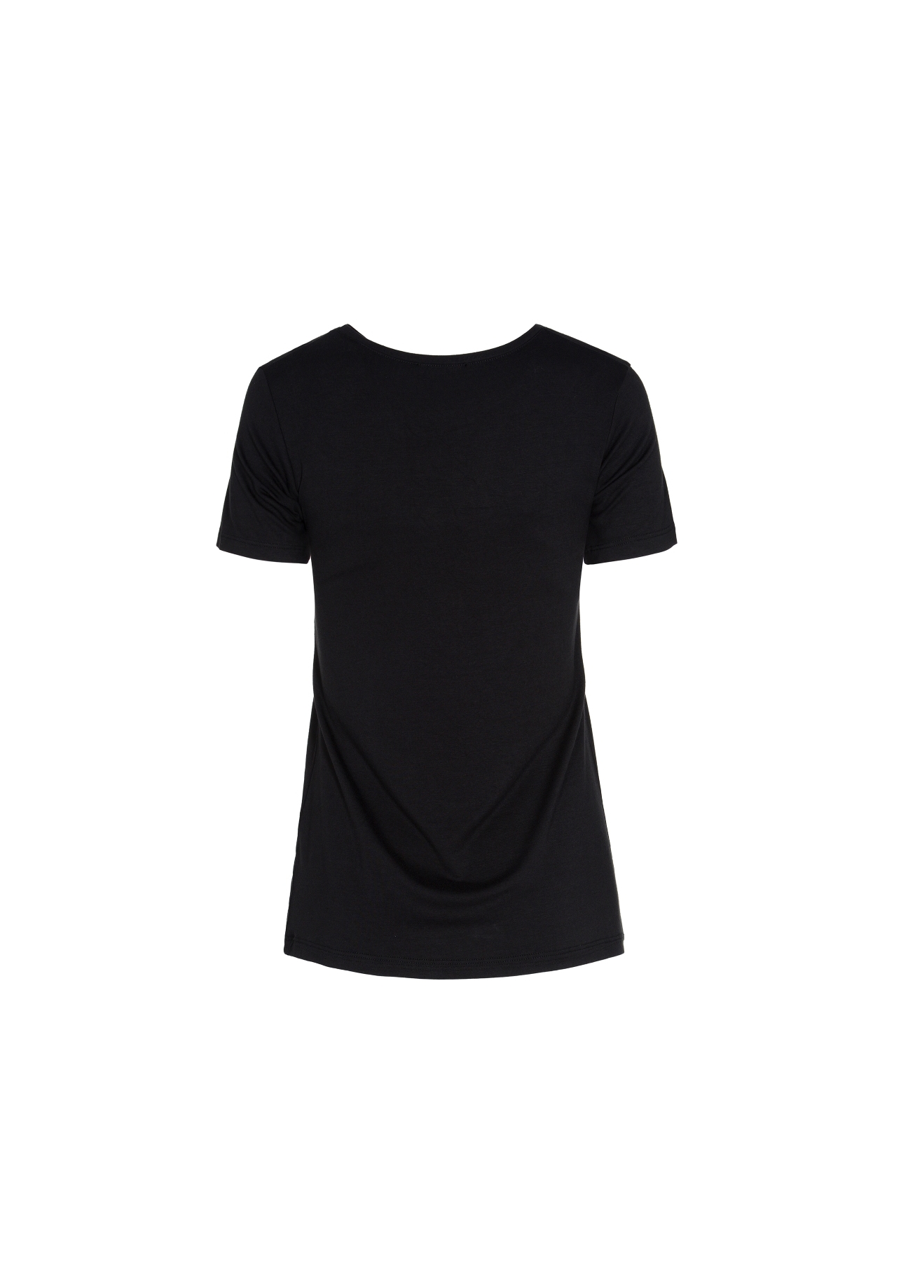 Czarny T-shirt damski z aplikacją TSHDT-0039-99(W19)-02