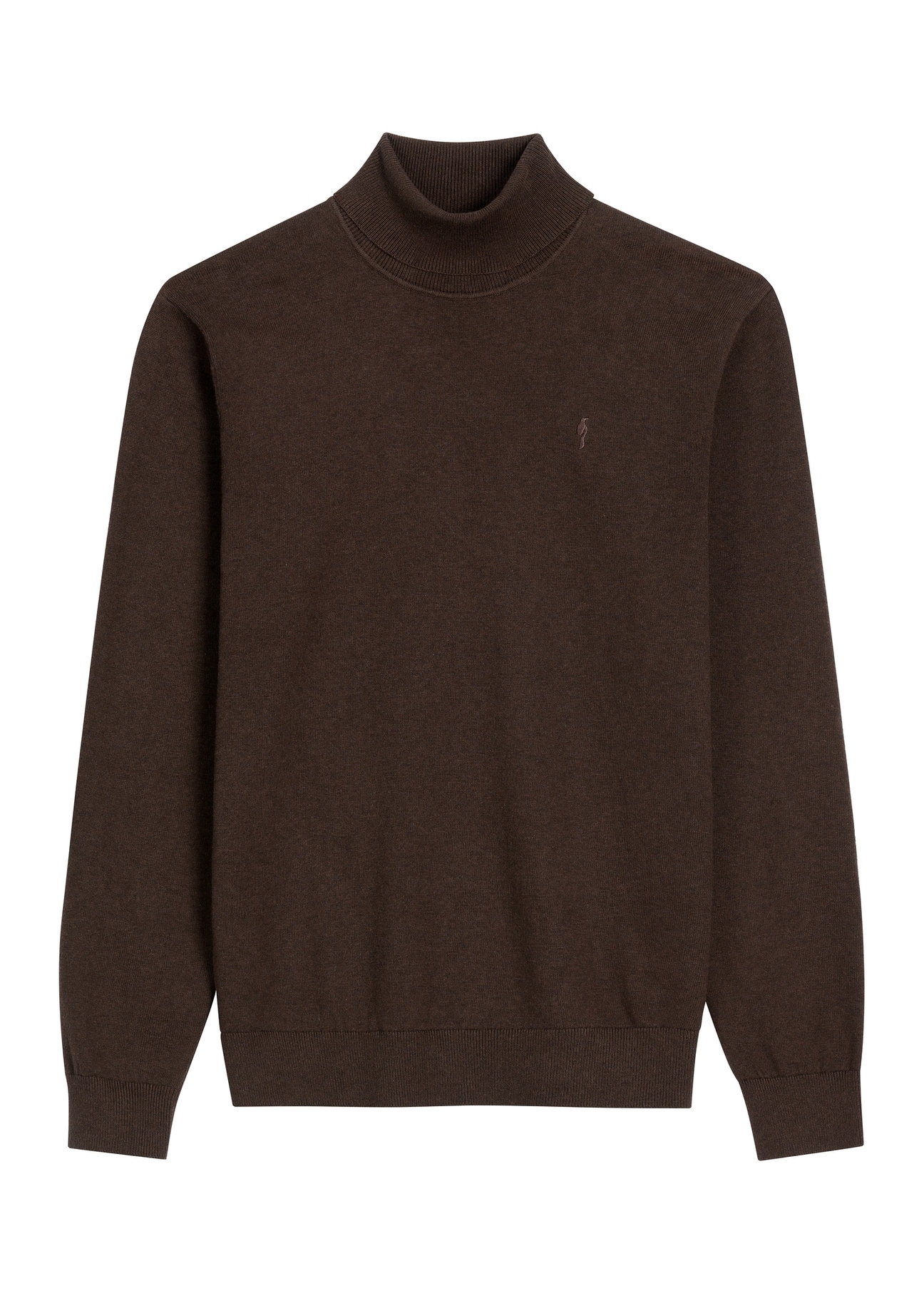 Men's dark brown turtleneck sweater SWEMT-0095B-1I(Z26)