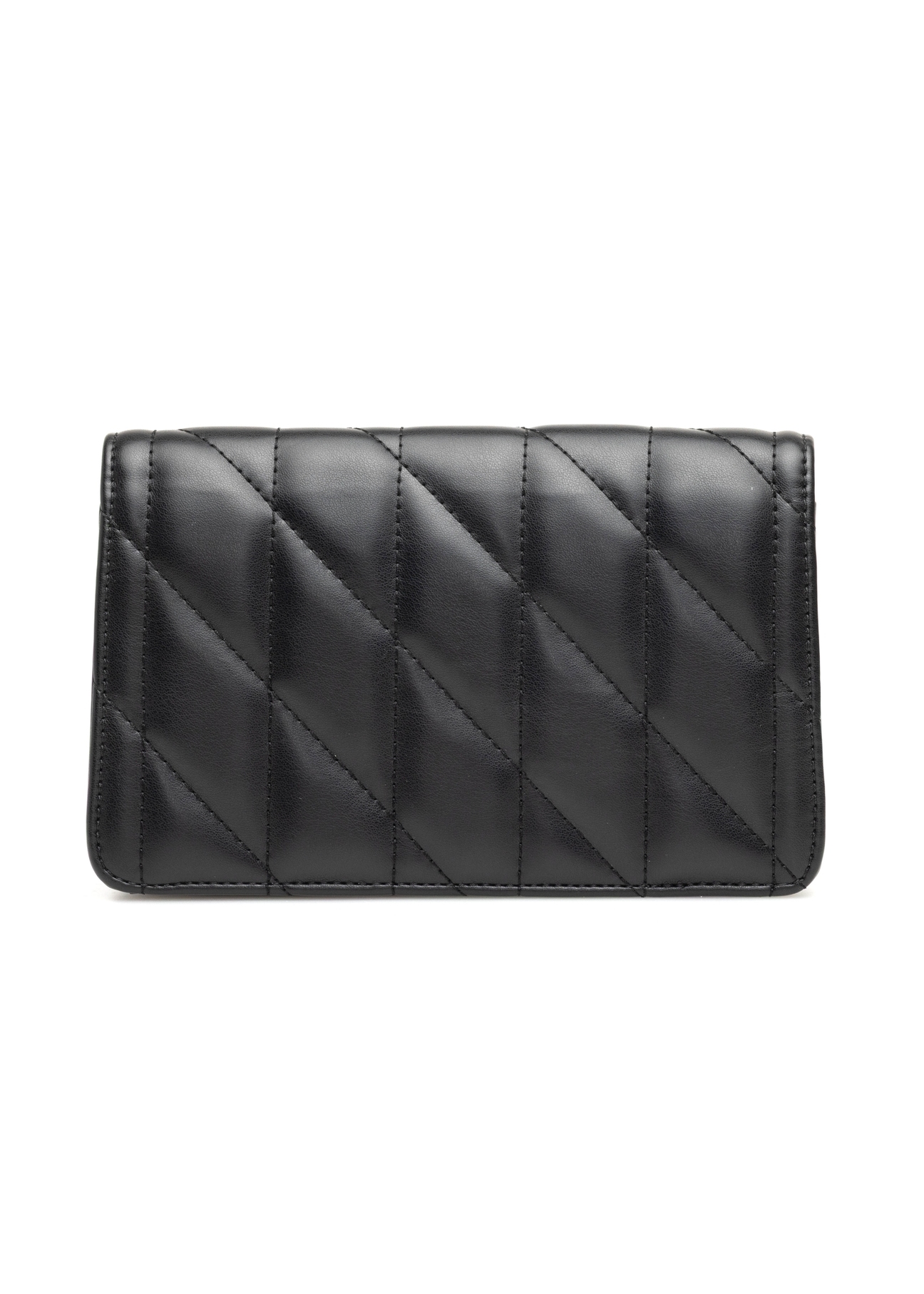 Small quilted women's handbag in black TOREC-1150-99(W26), product view from the back on a white background.
