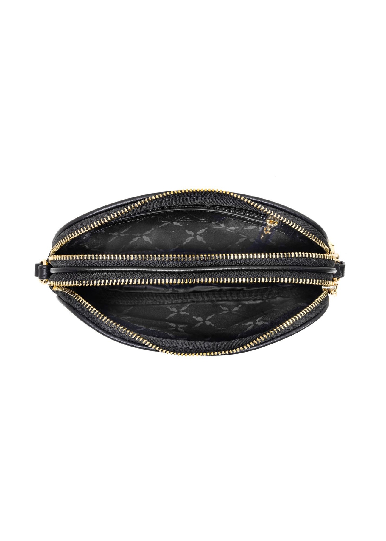 Small black leather women's handbag TORES-1152-9I(Z26), product view inside on white background.