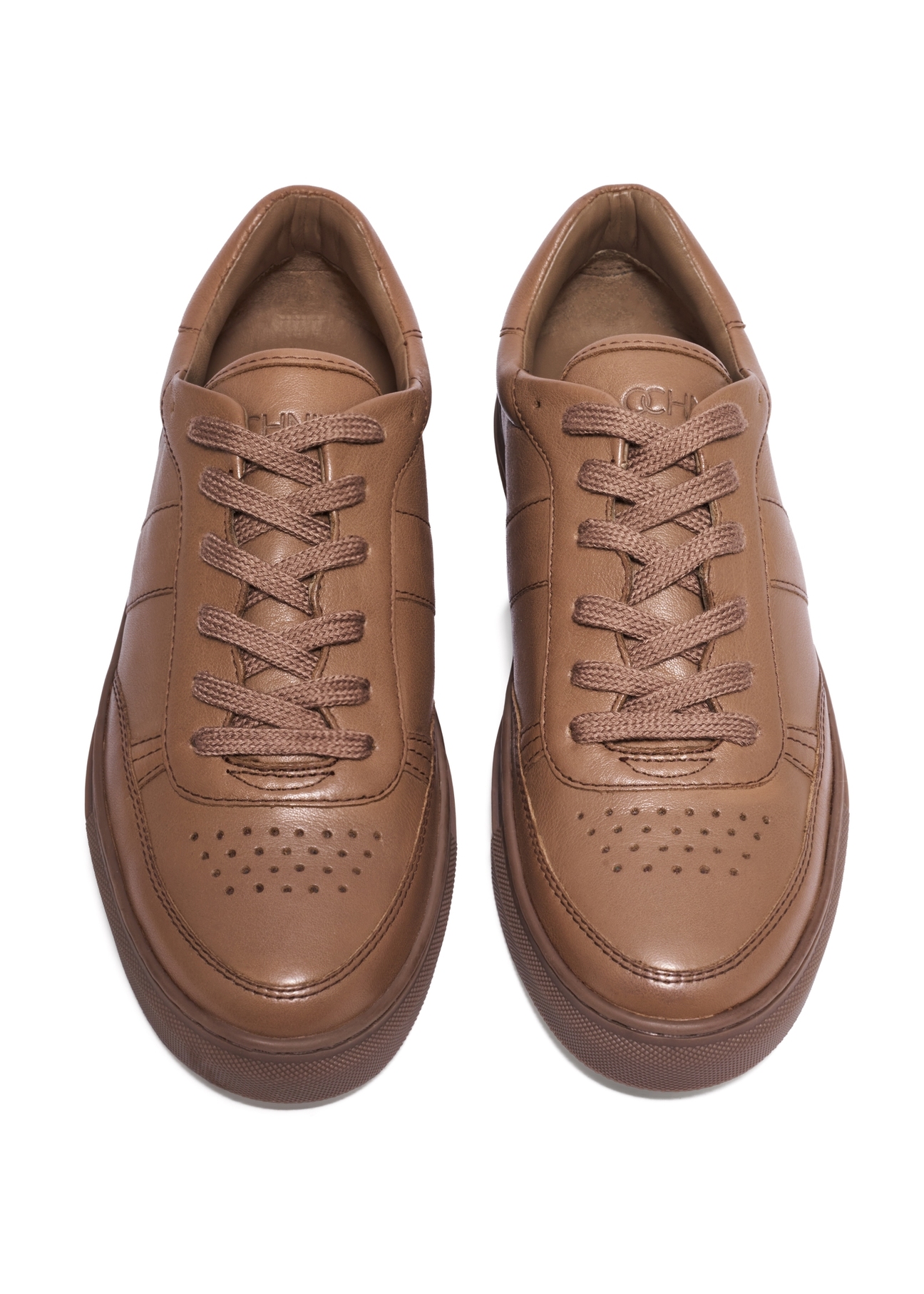Women's leather sneakers in cool beige color BUTYD-1294-1K(Z26), front product view on white background.
