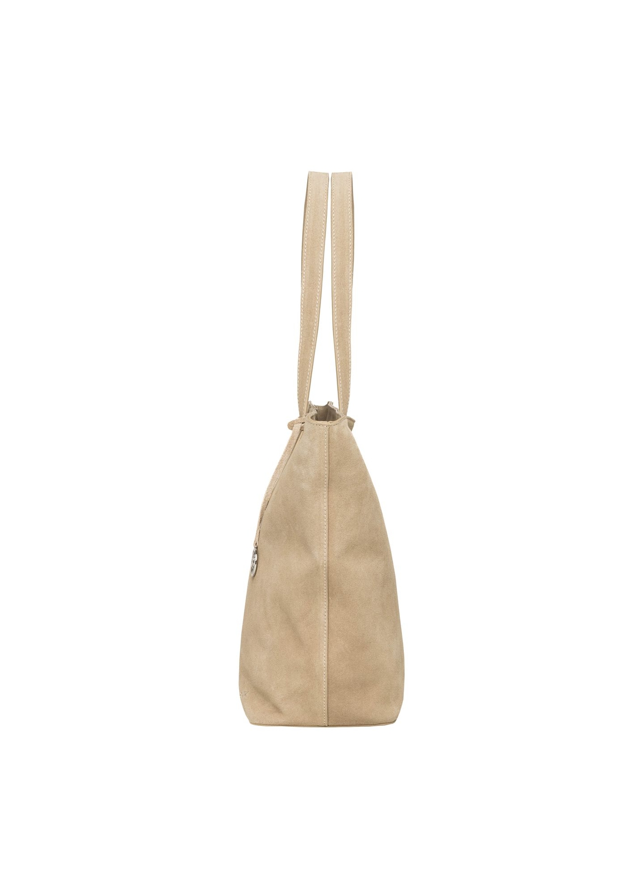 Women's shopper bag in cool beige color TORES-1407-1K(Z26) - side view of the product, on a white background.