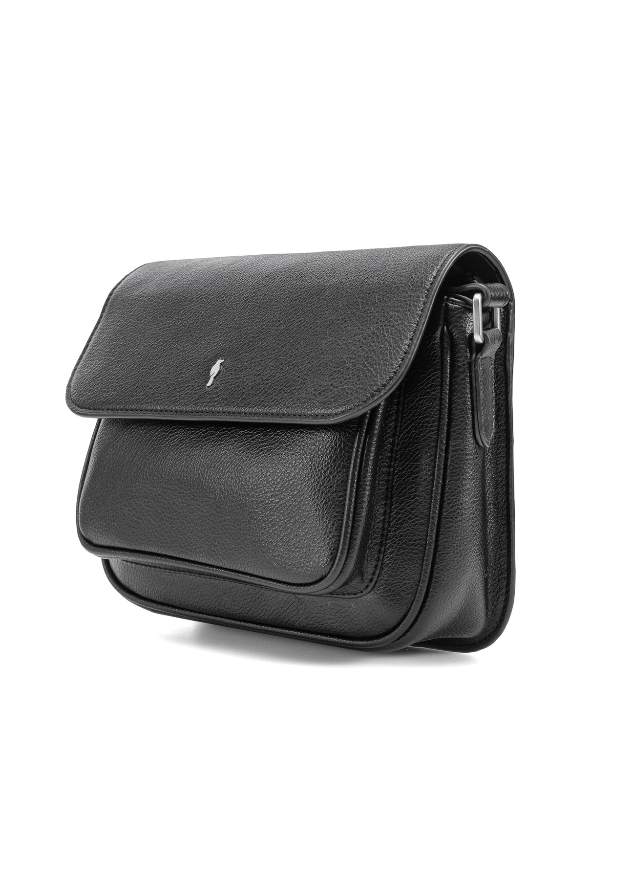 Black women's messenger bag TOREC-1072-99(Z25), diagonal view of the product on a white background.