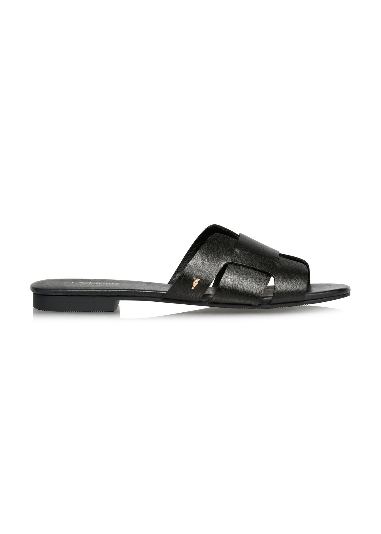Black women's flip-flops with braid BUTYD-0904D-99(W26), side view of the product on a white background.