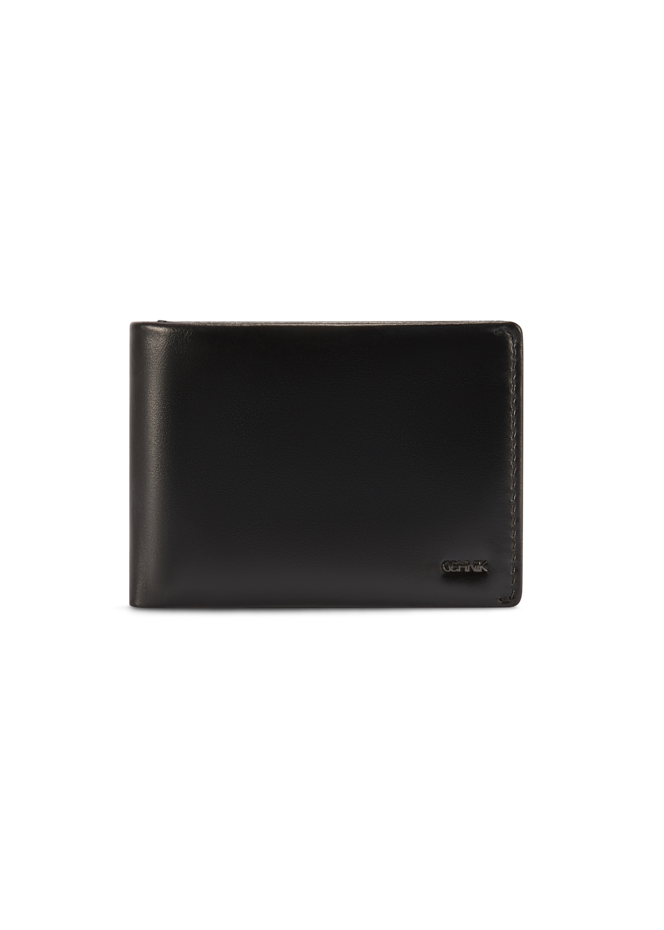 Black leather women's wallet PORES-0976-99(Z25), product view from the front on a white background.