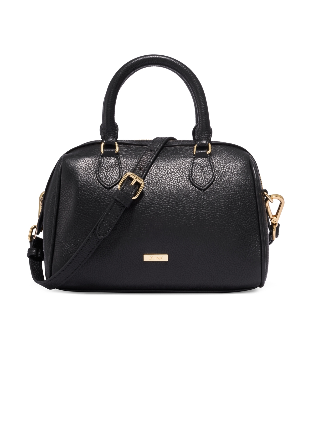 Black leather women's handbag TORES-1381-99(Z26), front product view on white background.