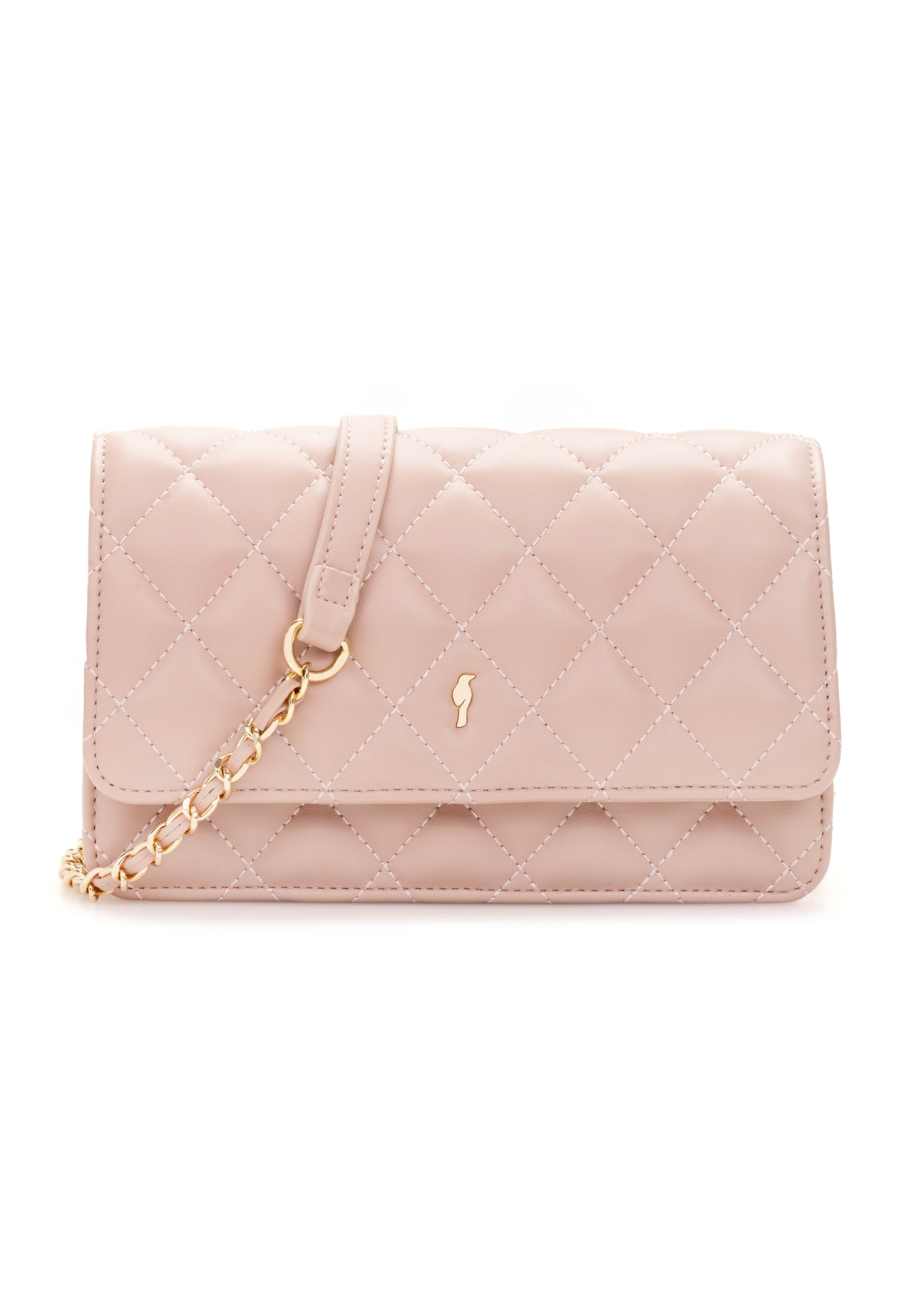 Pink small quilted women's handbag TOREC-1033-5A(W26), product view from the front on a white background.