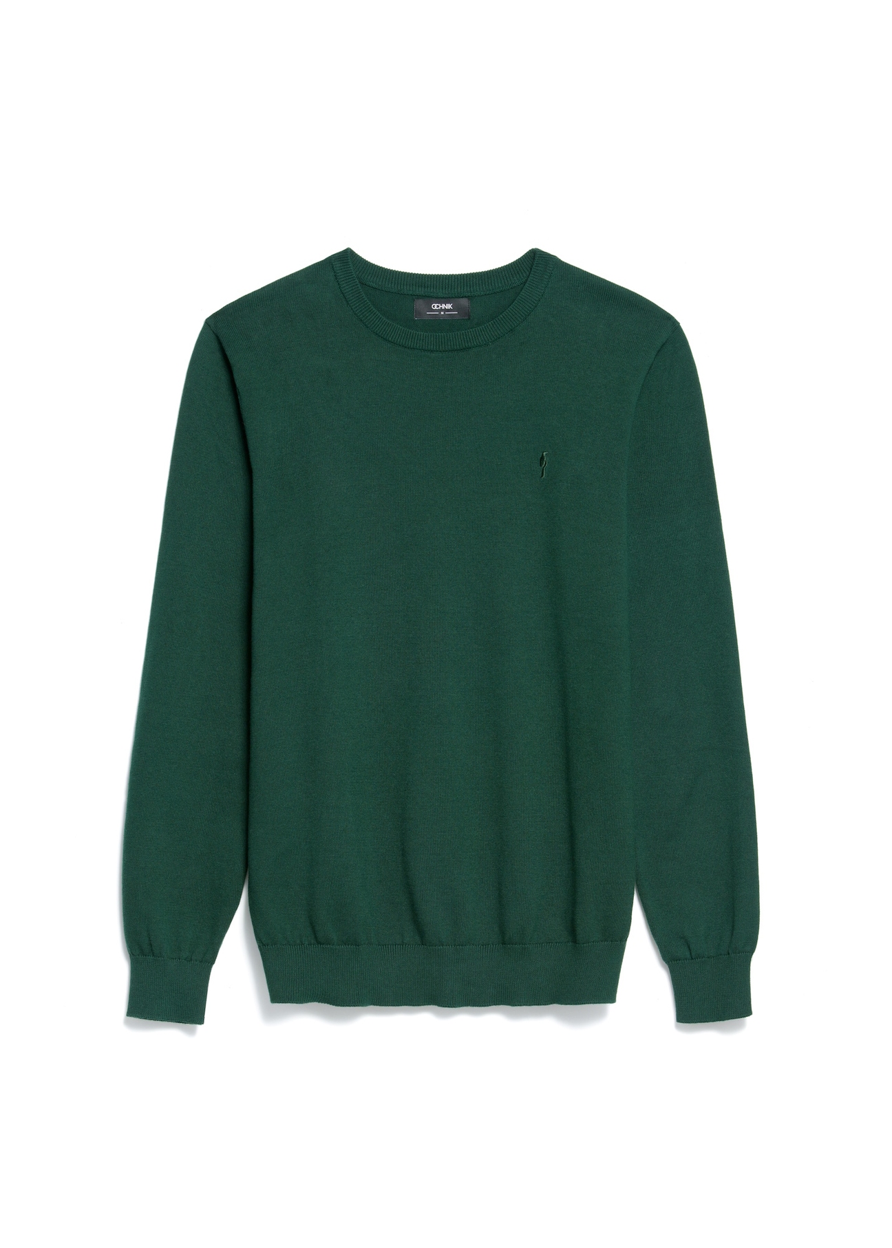 Green men's basic sweater SWEMT-0114A-54(Z24), front product view on white background.