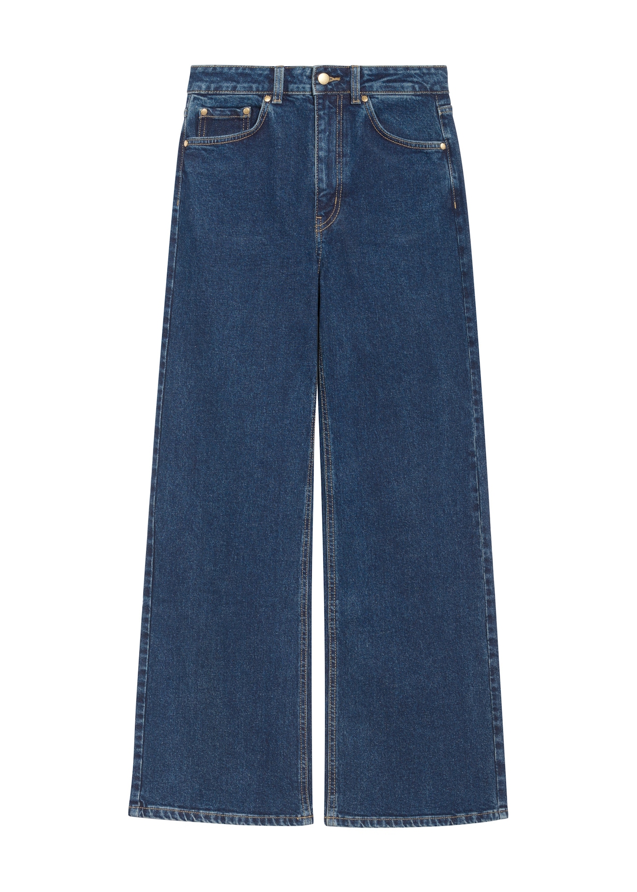 Navy blue women's denim pants JEADT-0013-69(Z25), front product view on white background.