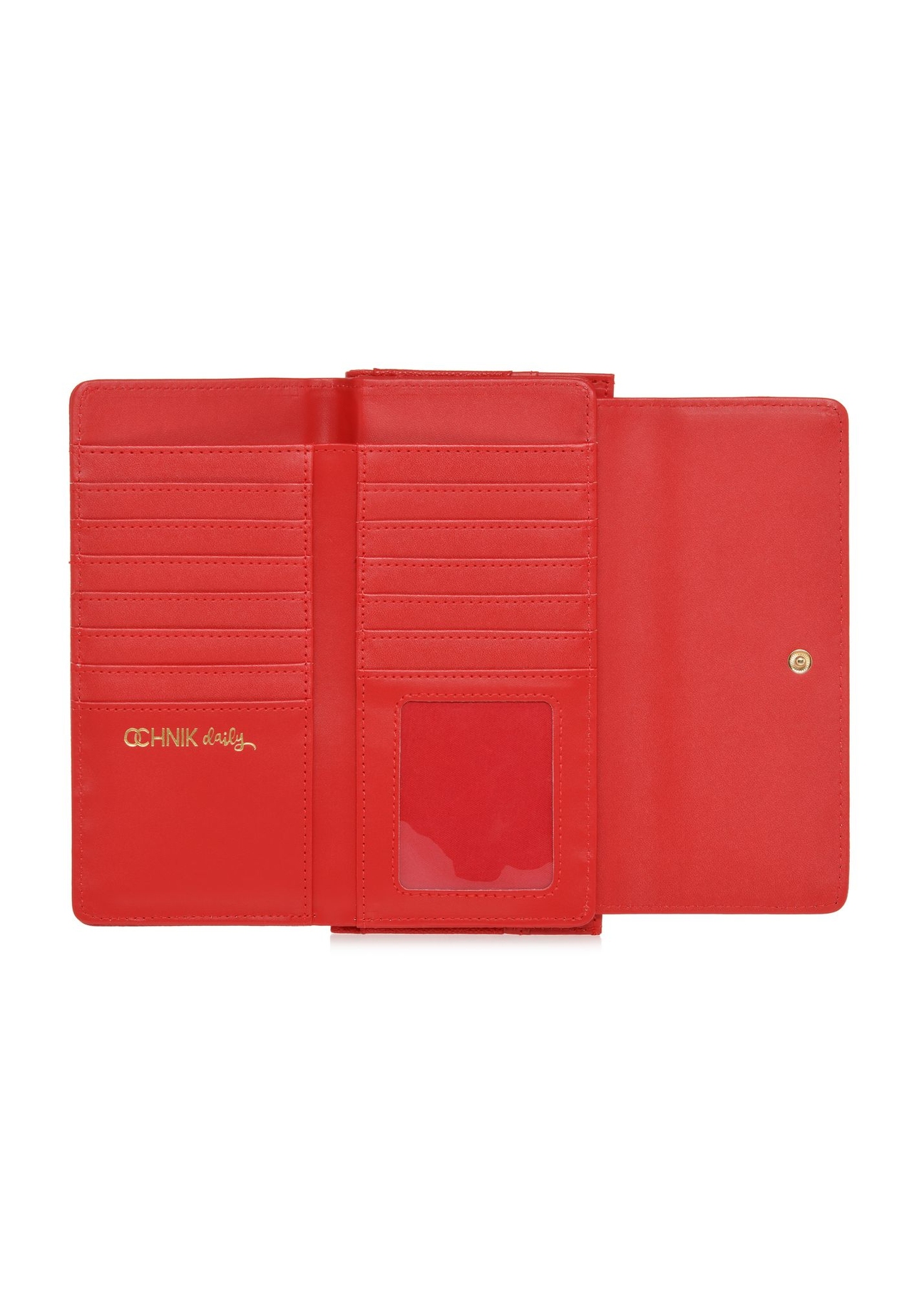Large red women's wallet with logo POREC-0369-42(W24)-04