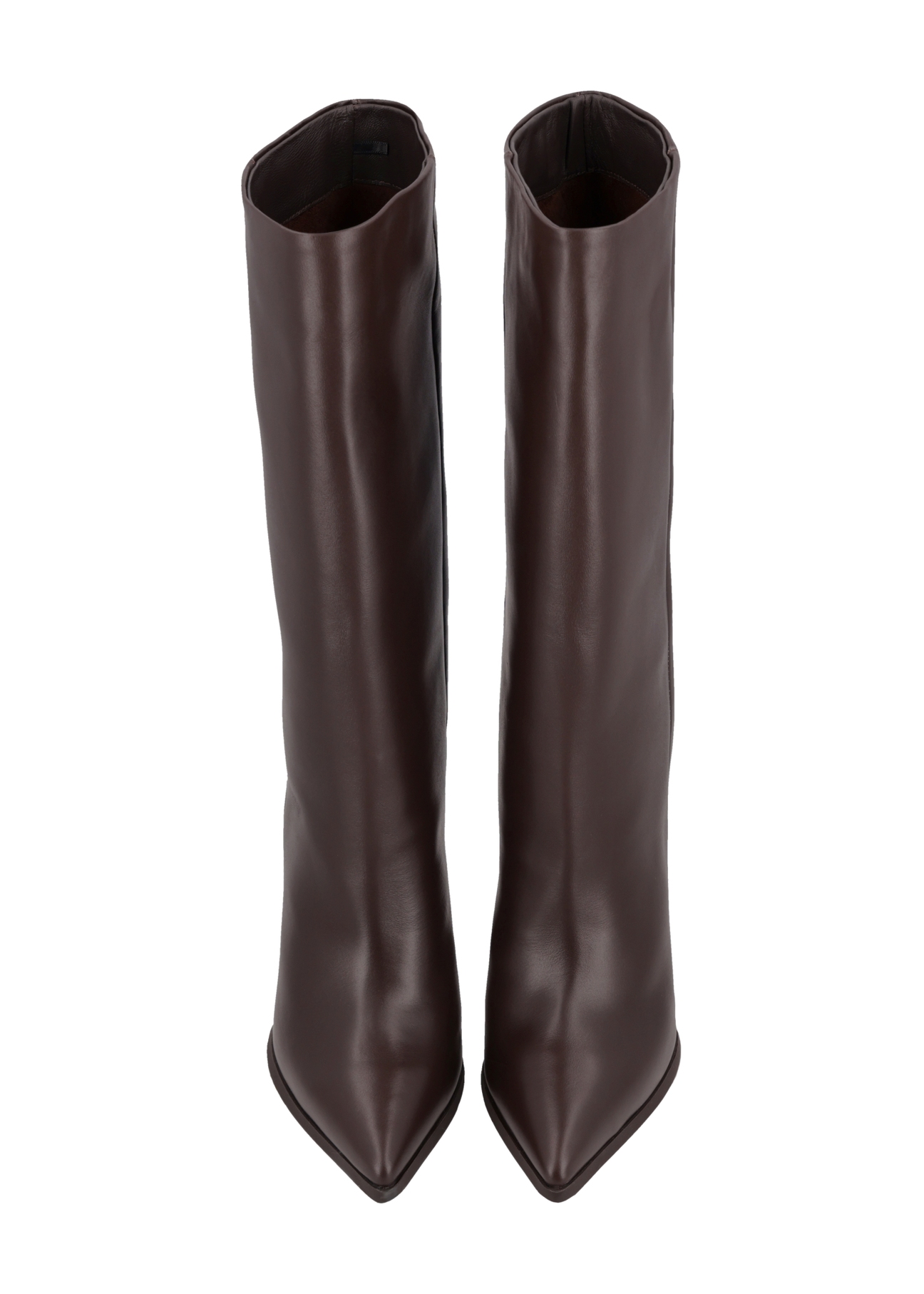 Dark brown leather women's boots BUTYD-1334-1I(Z26), front product view on white background.