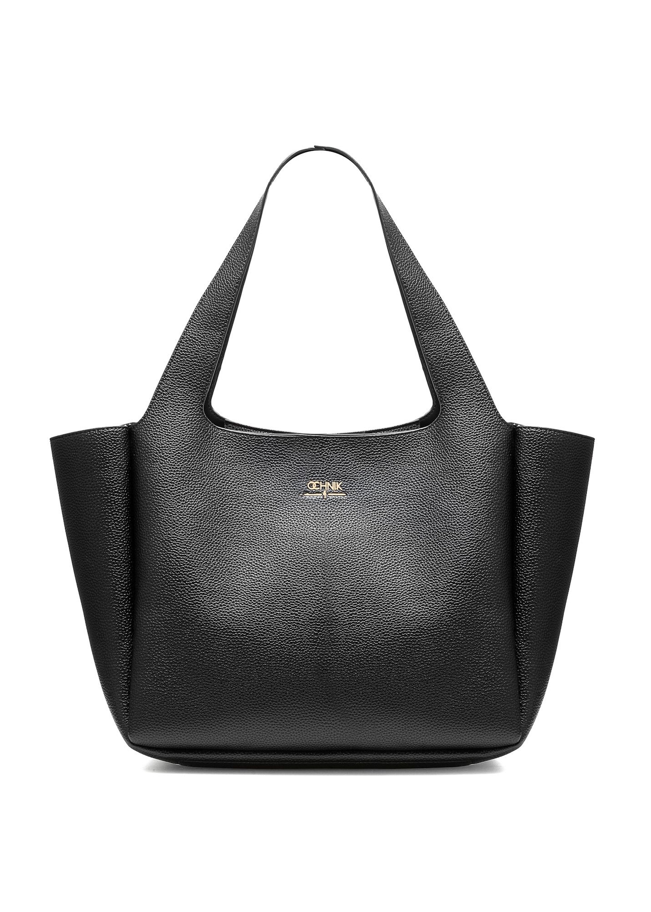 Black classic women's shopper bag TOREC-1060-9I(Z26), front product view on white background.