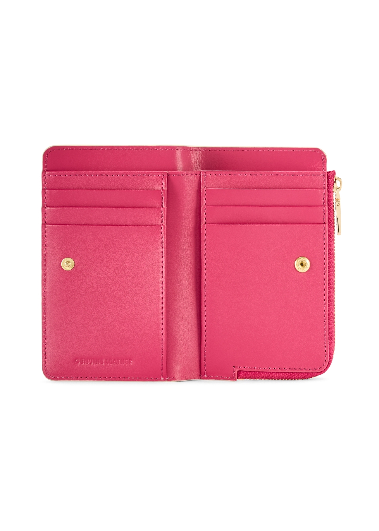 Cream leather women's wallet PORES-0983-0P(W26), product view inside on white background.