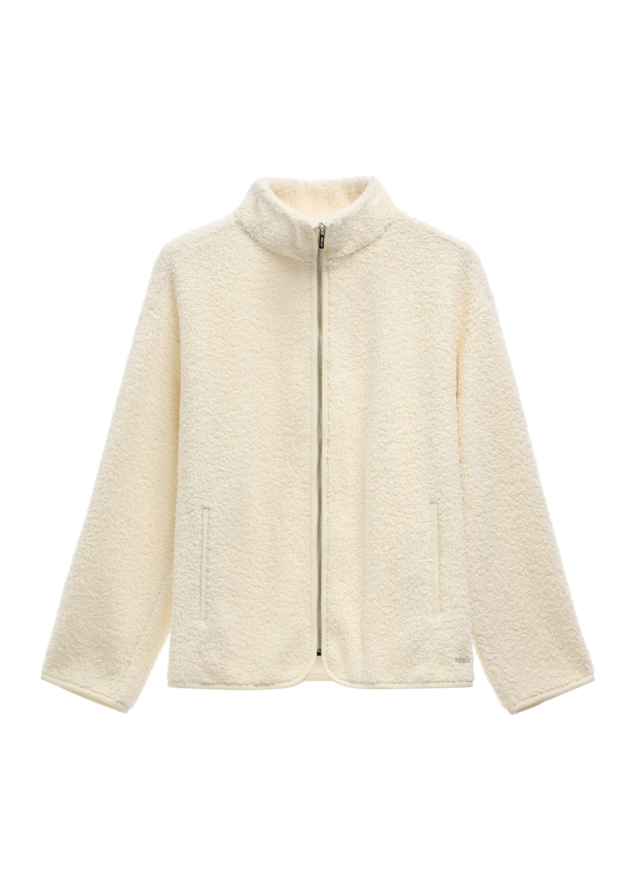 Cream women's zip-up sweatshirt BLZDT-0126-0B(Z26), front product view on a light background.