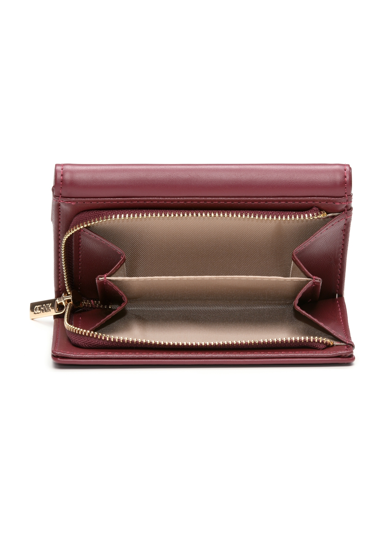 Burgundy women's wallet POREC-0426-49(Z25), product view from above on a white background.