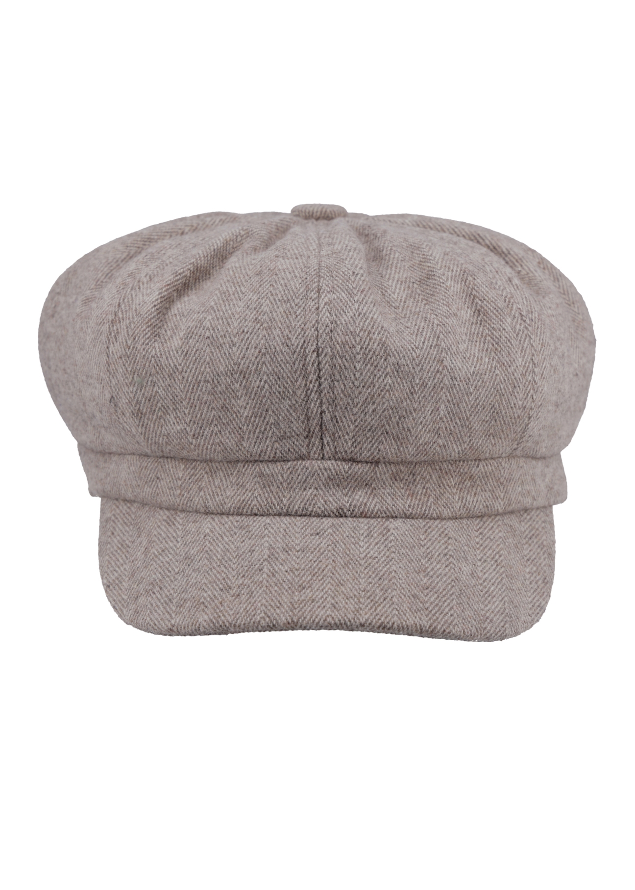 Beige women's flat cap CZADT-0226-1J(Z26) - front product view, on a white background.