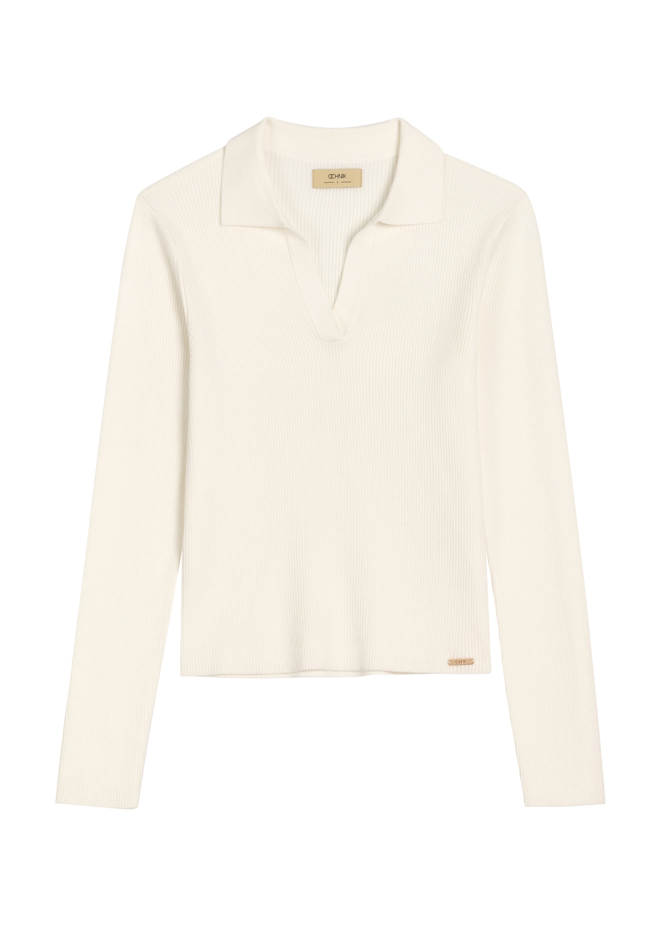 Women's ecru blouse LSLDT-0048-0B(Z26), front product view on white background.
