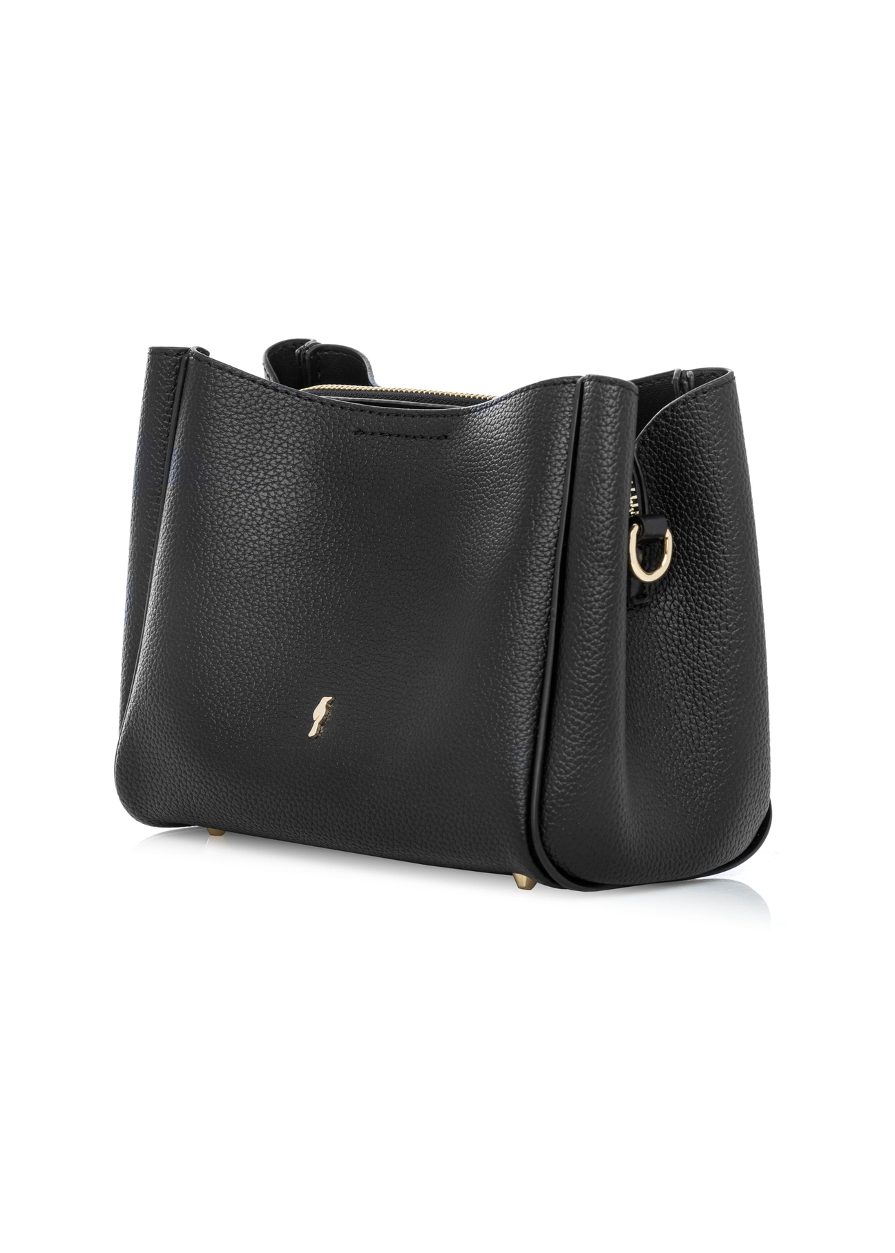 Black women's shoulder bag TOREC-1180-99(W26) - diagonal product view, on a white background.