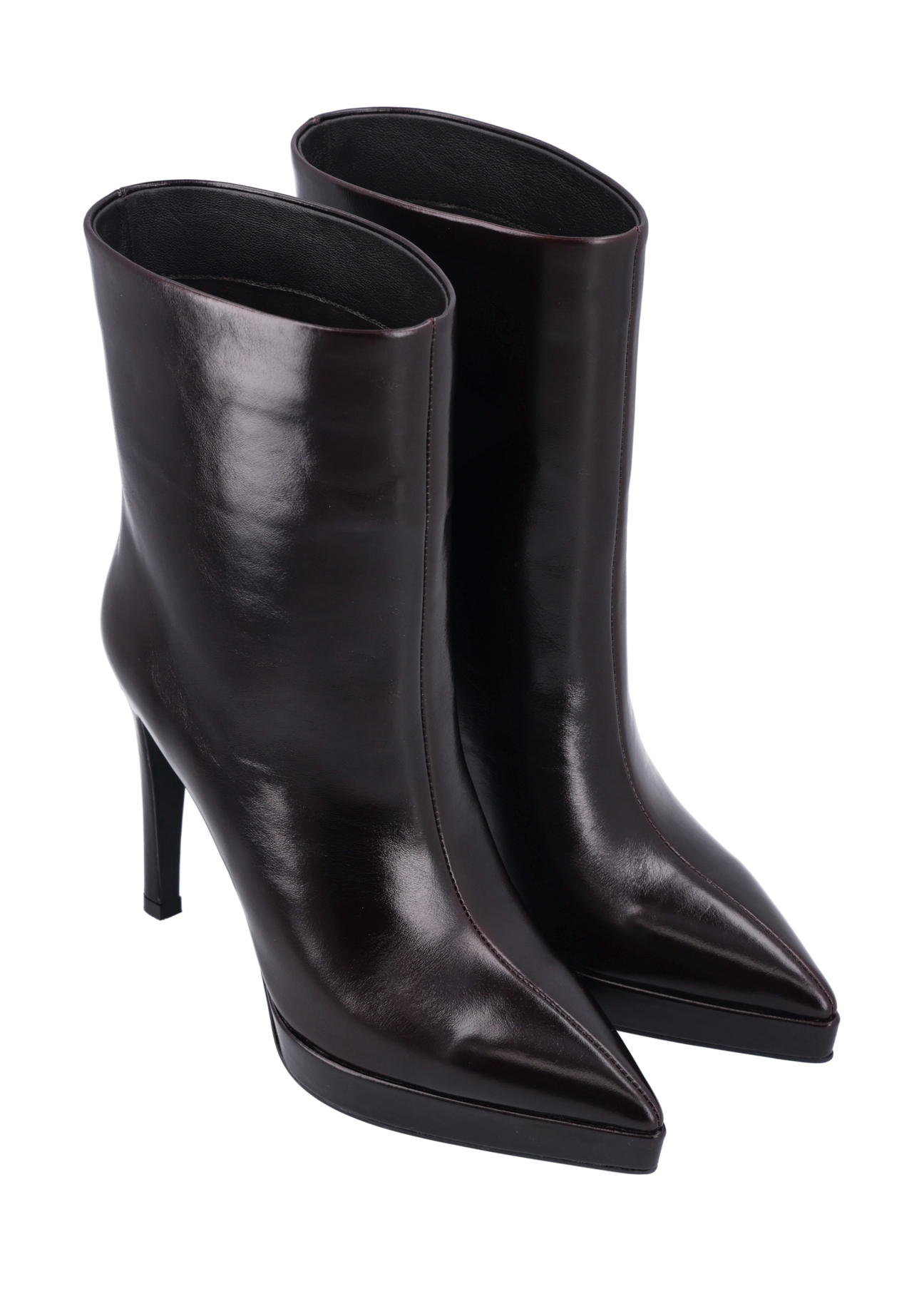 Burgundy women's high-heel ankle boots BUTYD-1344-4E(Z26), diagonal product view on a white background.