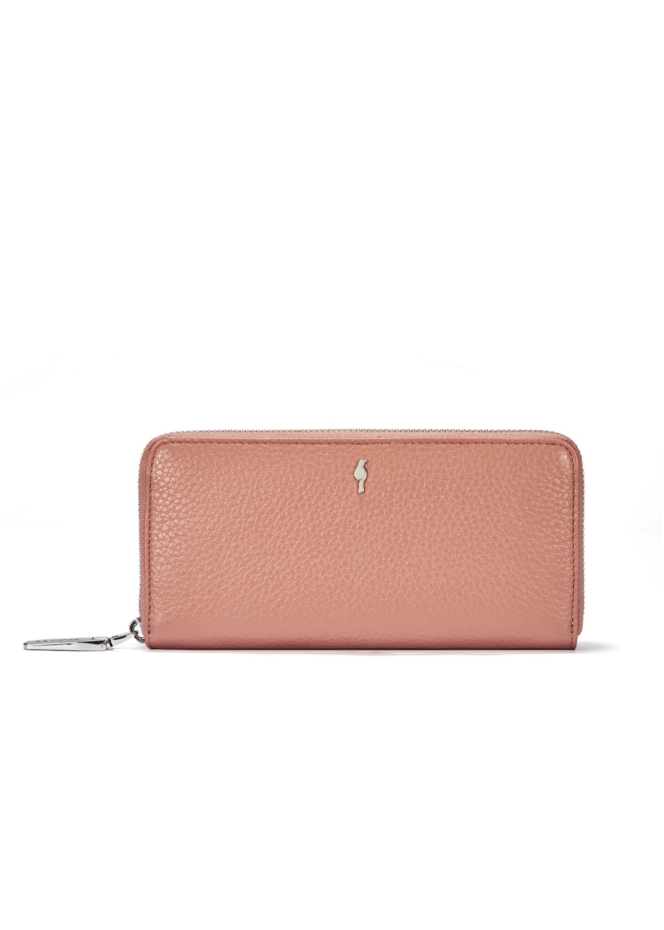 Large pink leather women's wallet PORES-0800F-31(W25), front product view on white background.