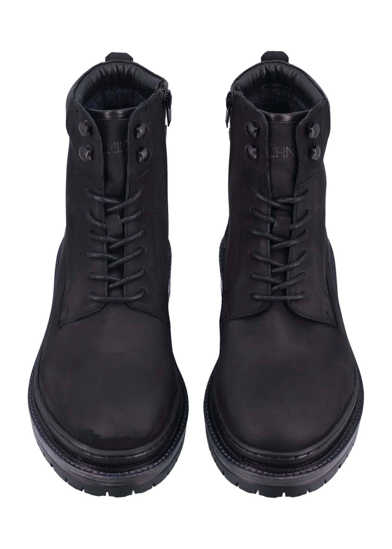 Black men's leather ankle boots BUTYM-0423B-9I(Z26), front product view on white background.