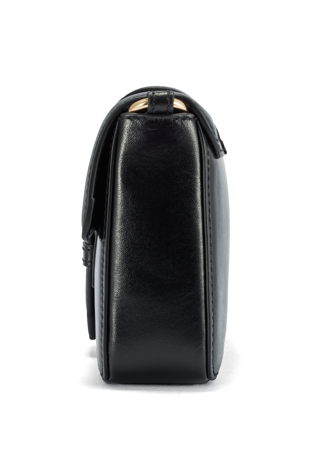 Black small leather handbag TORES-1150-99(Z25), product view from the side on a white background.