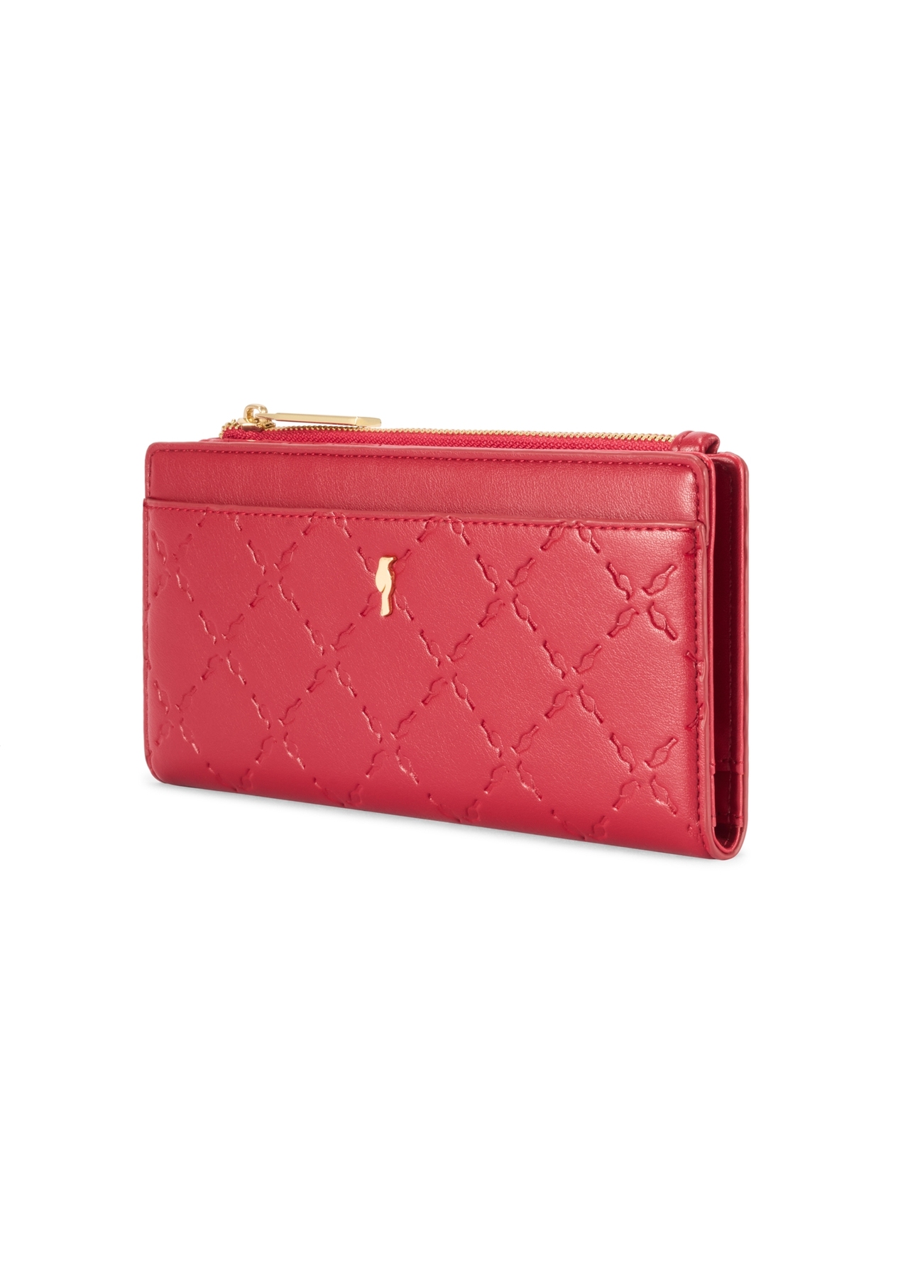 Red large women's wallet POREC-0406-4B(W26) - diagonal product view, on a white background.