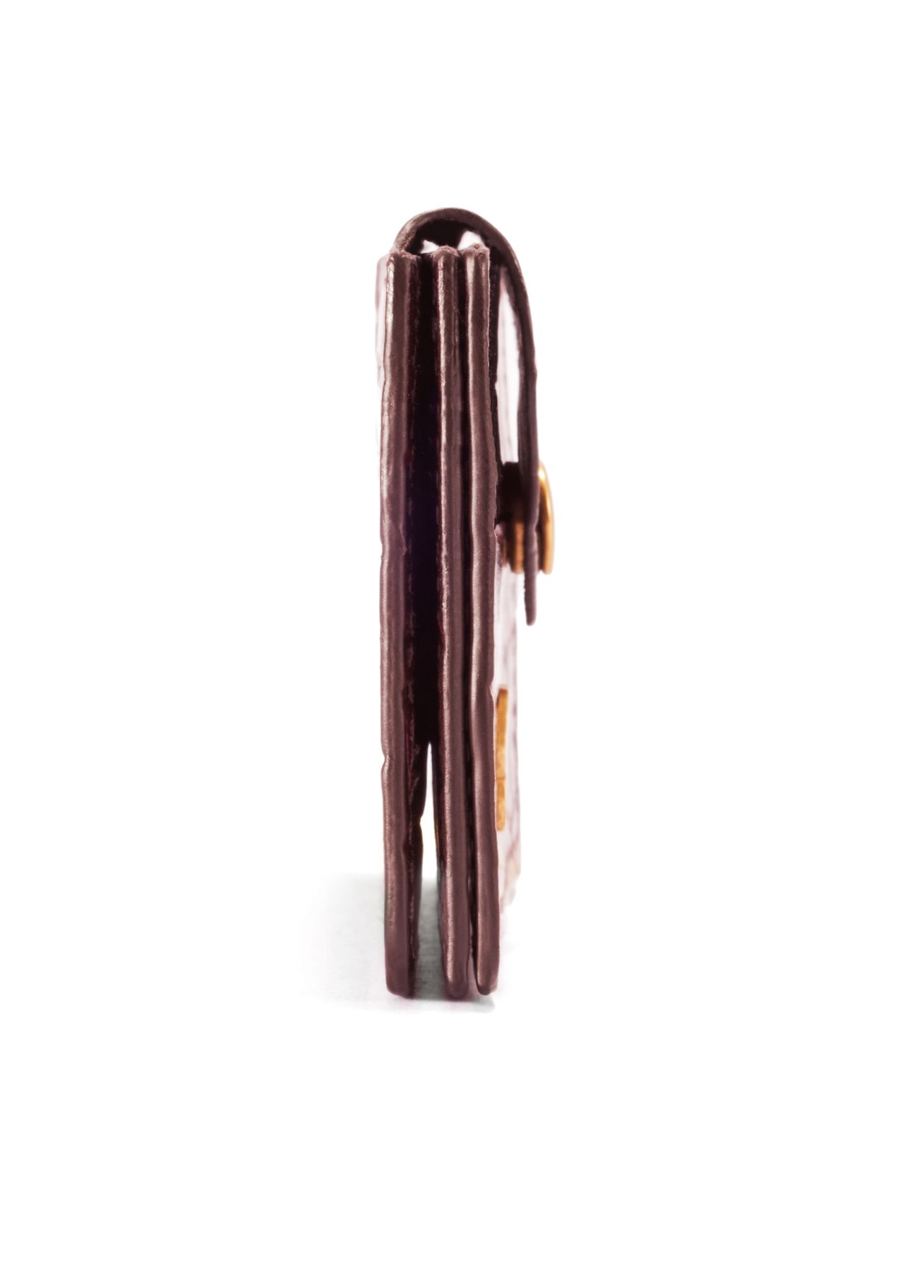 Small burgundy leather women's wallet PORES-0890B-49(Z25) - side view of the product on a white background.