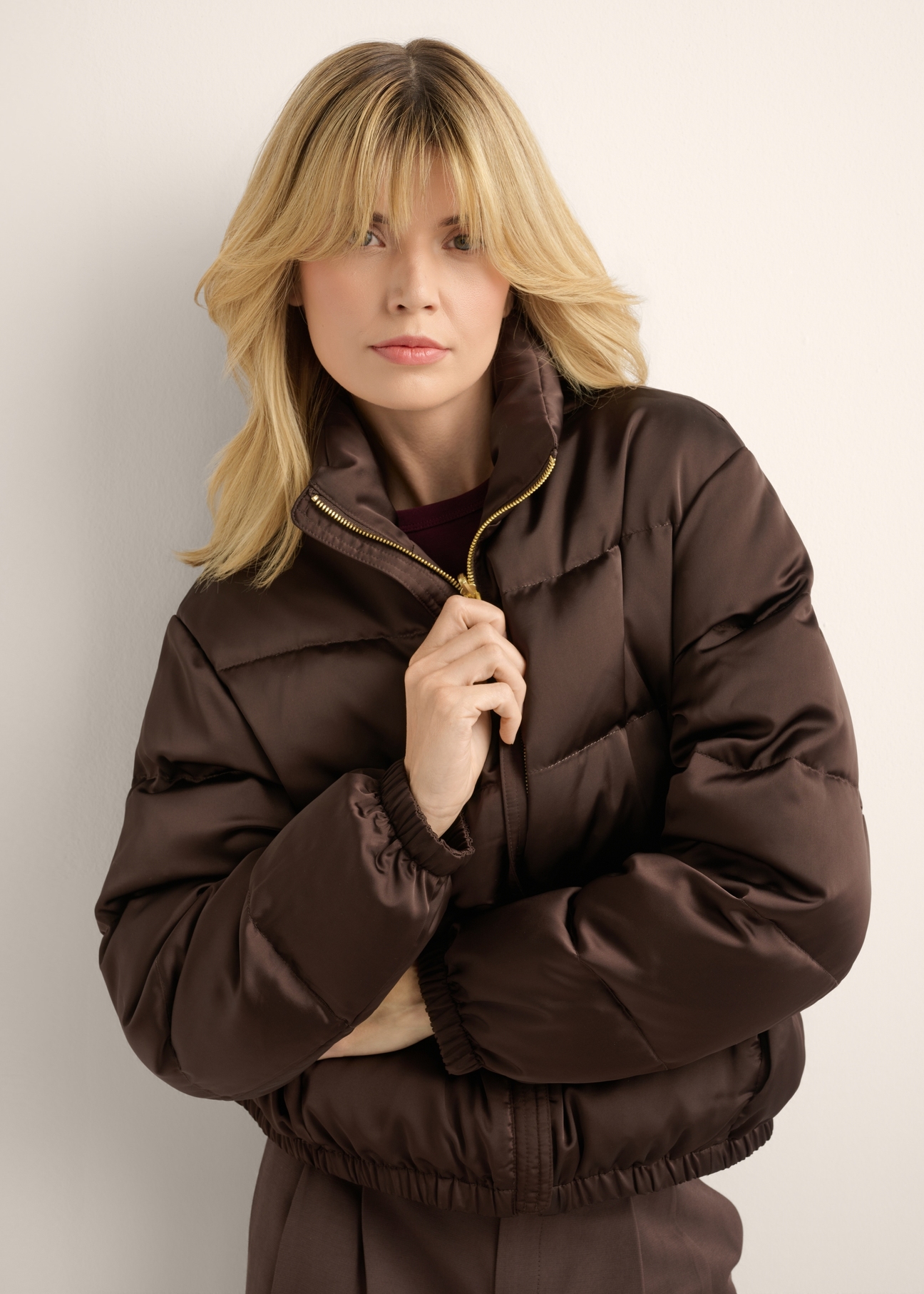Dark brown double-sided women's jacket KURDT-0693-1I(Z26)