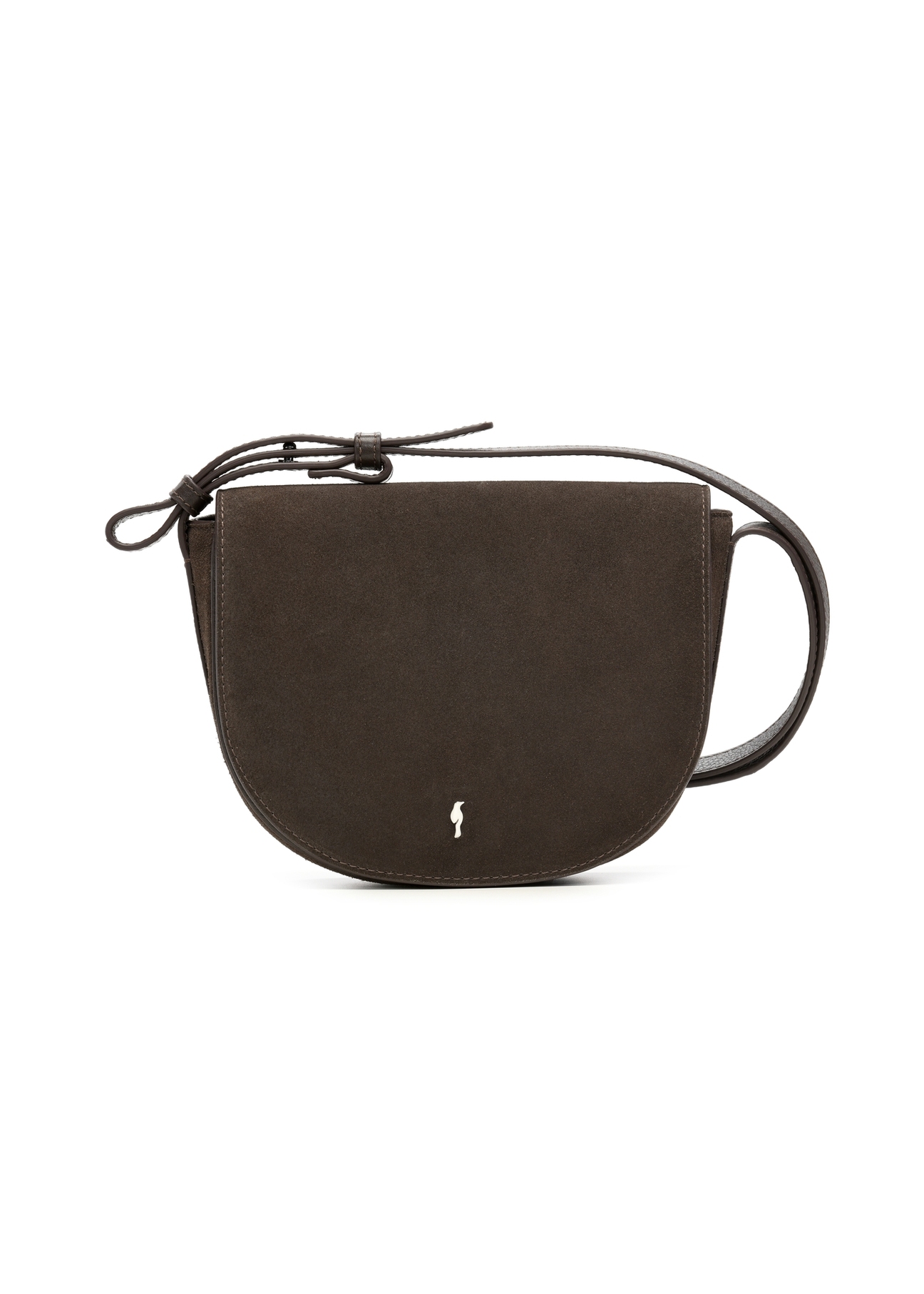 Women's brown suede messenger bag TORES-1398-1I(Z26), front product view on white background.