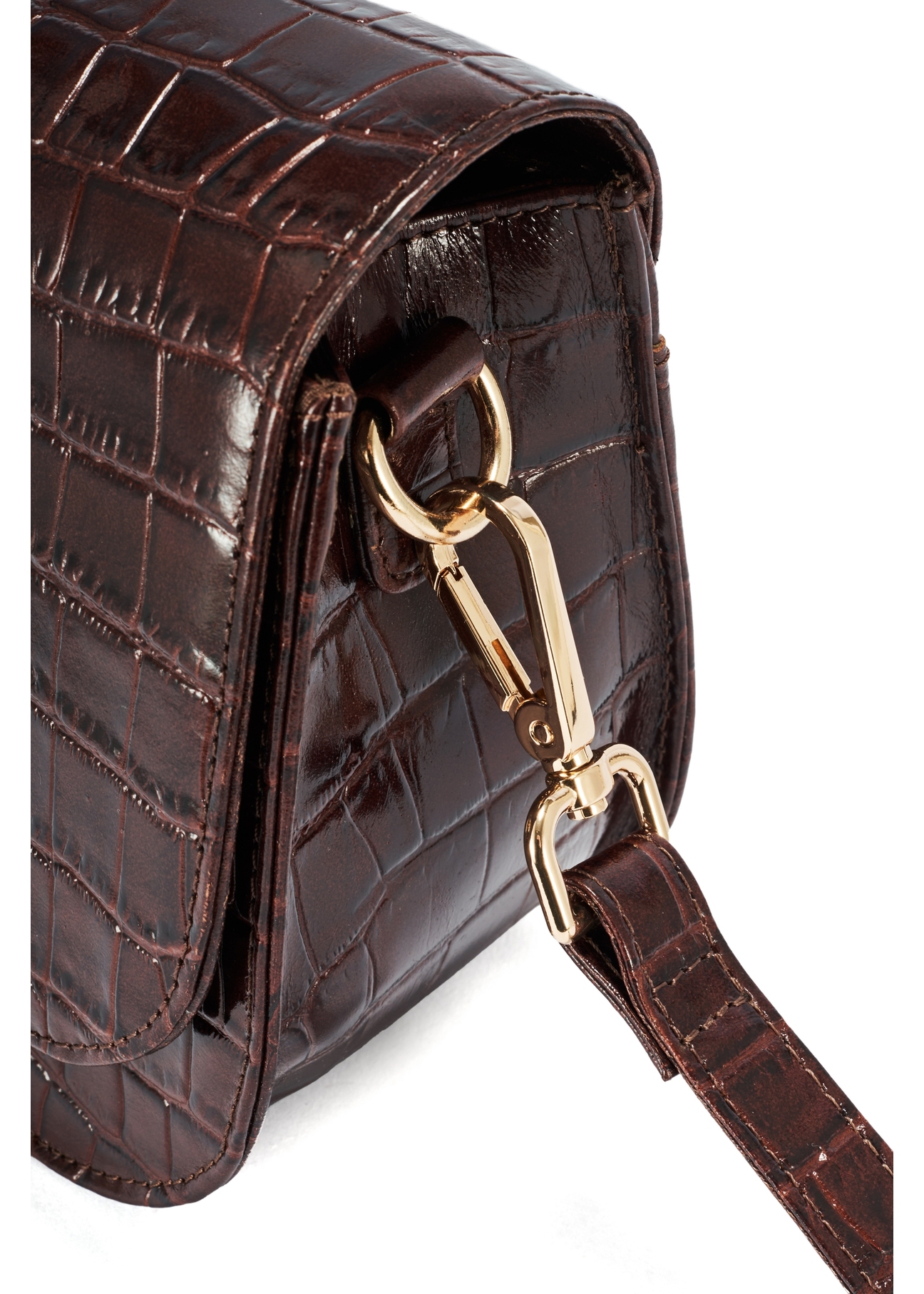 Women's leather brown croco handbag TORES-1129E-89(Z25), product detail view on a white background.