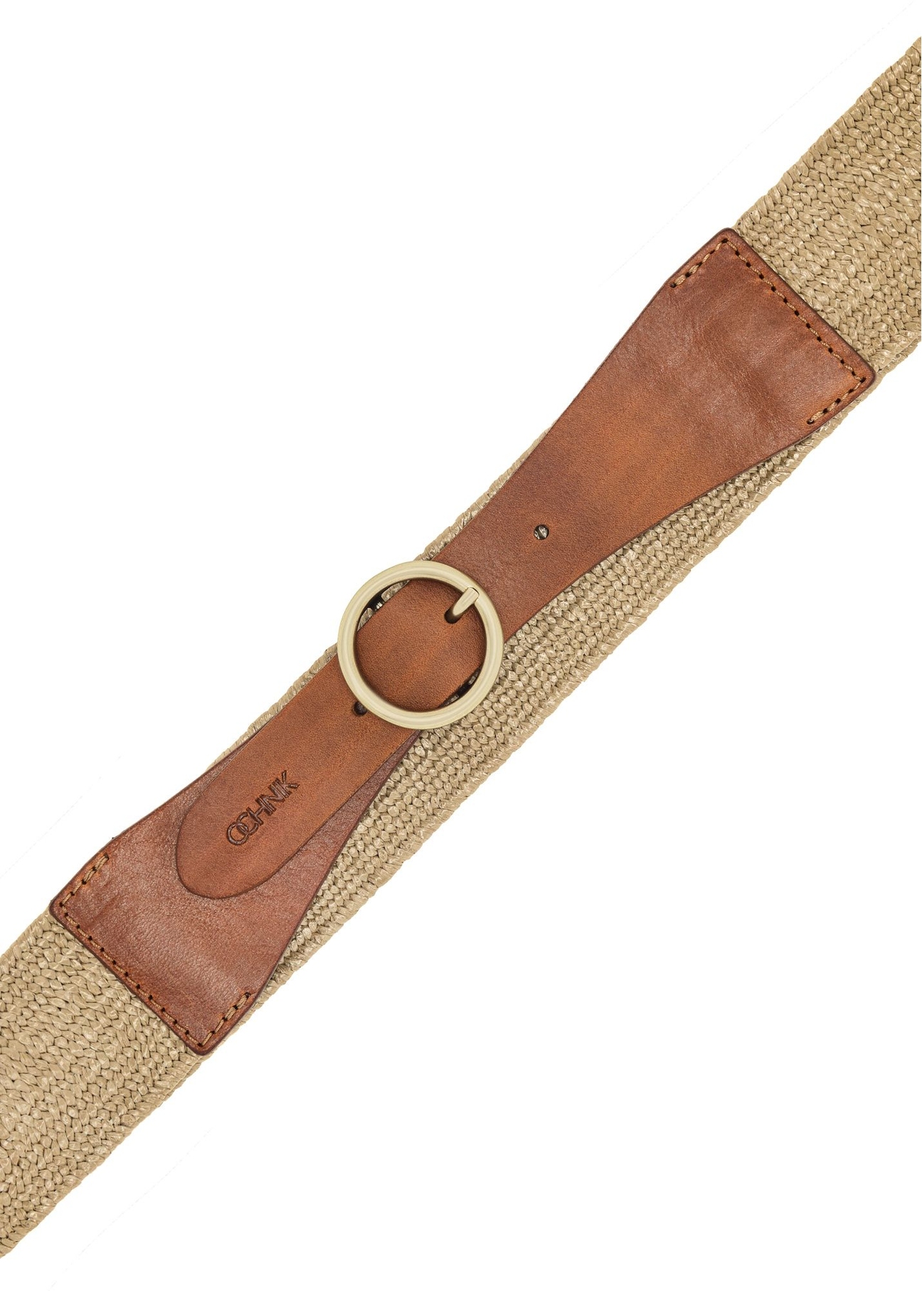 Wide women's belt made of natural leather PASDS-0327-1E(W26) - product view from above, on a white background.